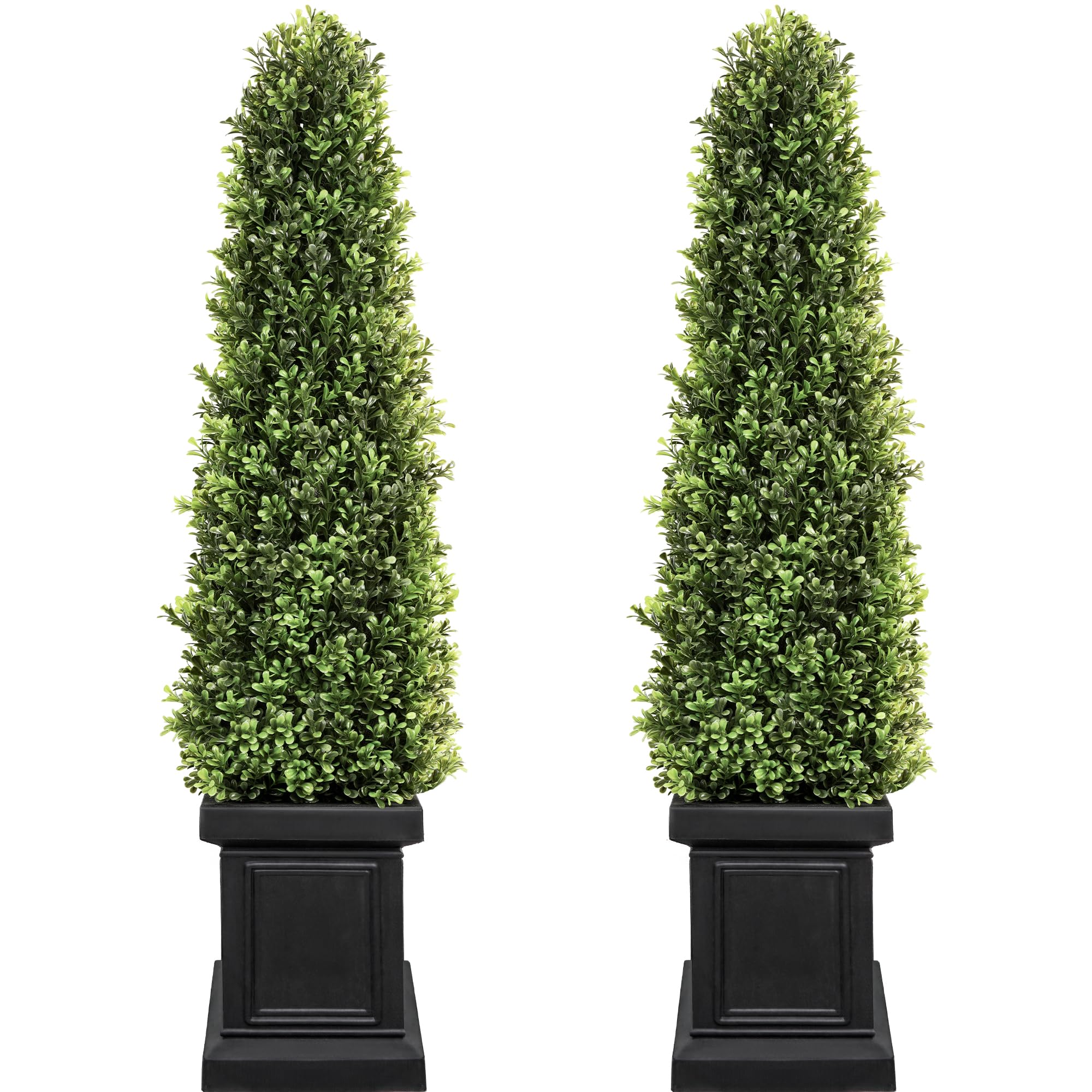3.5ft Boxwood Outdoor Topiary Set of 2, Tall All Year Green Fake Plant Topiary Trees