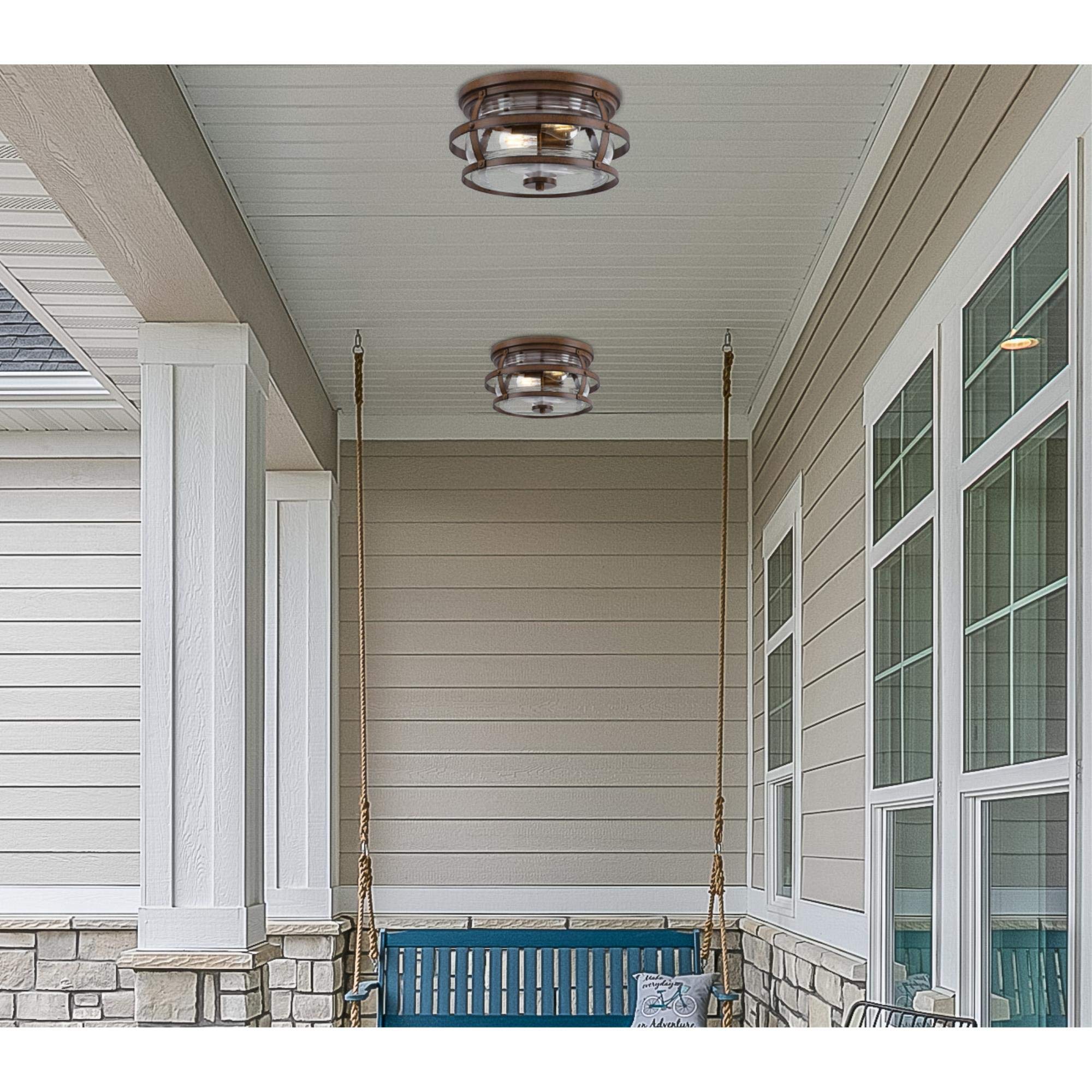 6112600 Weatherby 14 Inch Rustic/Arts & Crafts Two-Light Outdoor Flush Mount Ceiling Light