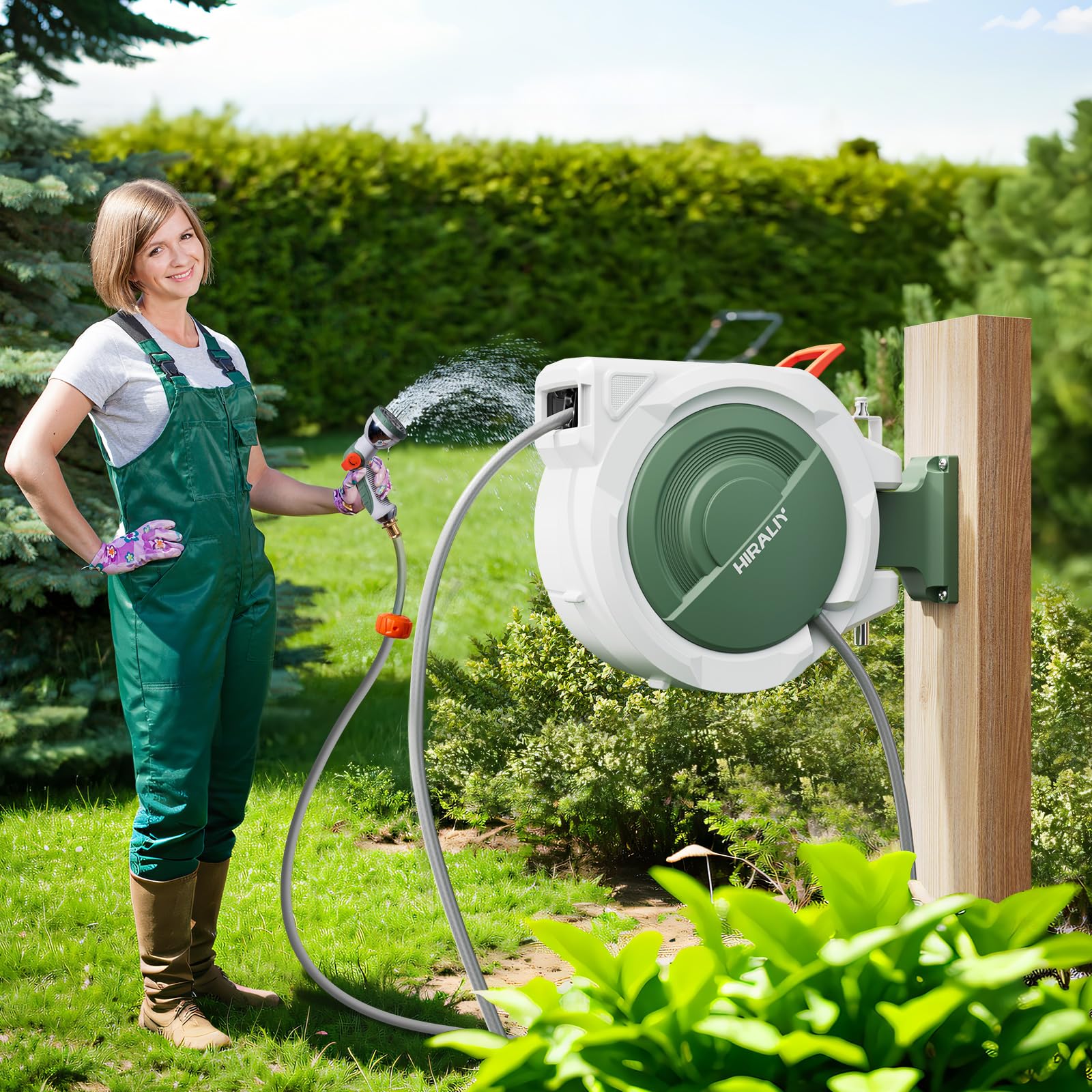 Retractable Garden Hose Reel 5/8'' x 65 ft + 6 ft, Super Heavy Duty