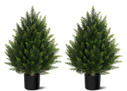 Artificial Topiary Cedar Ball Tree 2ft, Indoor Outdoor Faux Potted Boxwood Evergreen Plants