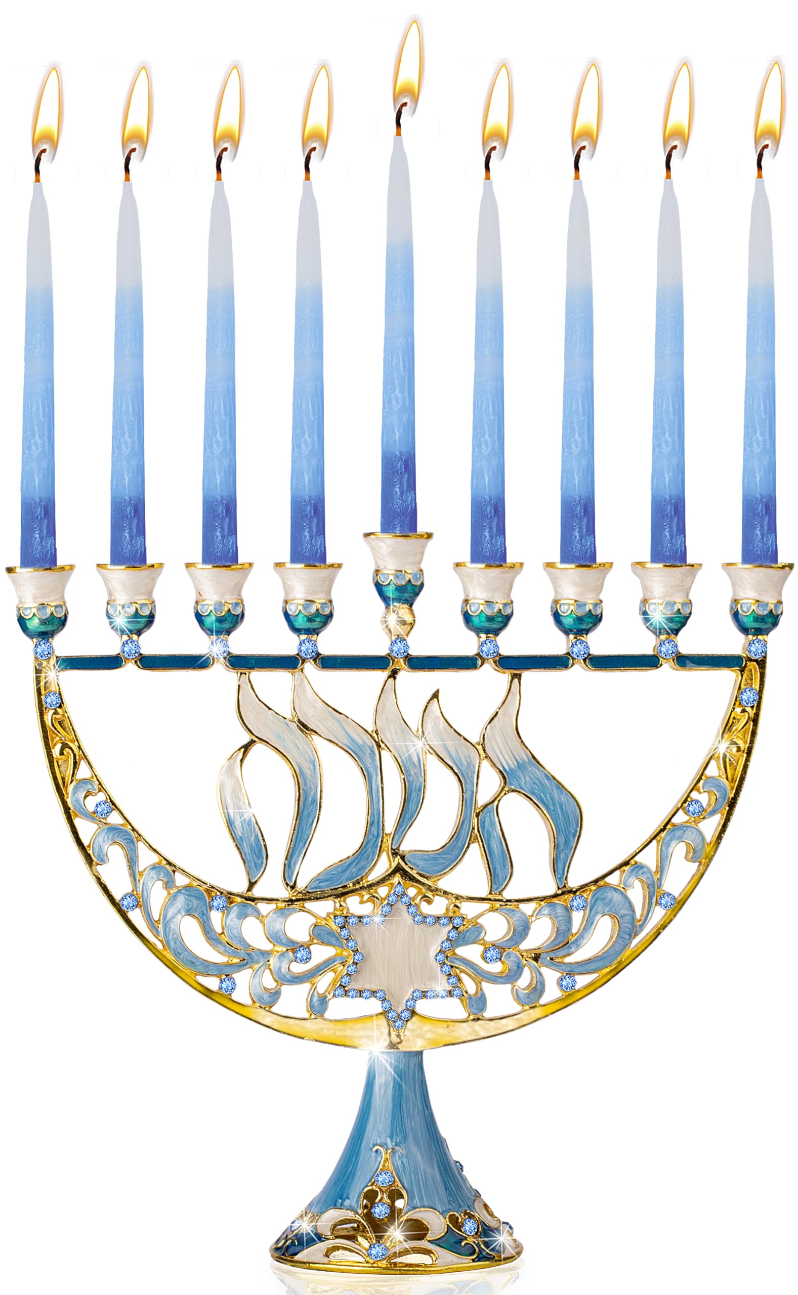Hanukkah Menorah - Fits All Standard Candles - Modern Jeweled Candle Menorah