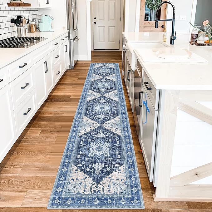 8x10 Large Area Rug, Non-Slip Washable Boho Vintage Living Room Bedroom Rug