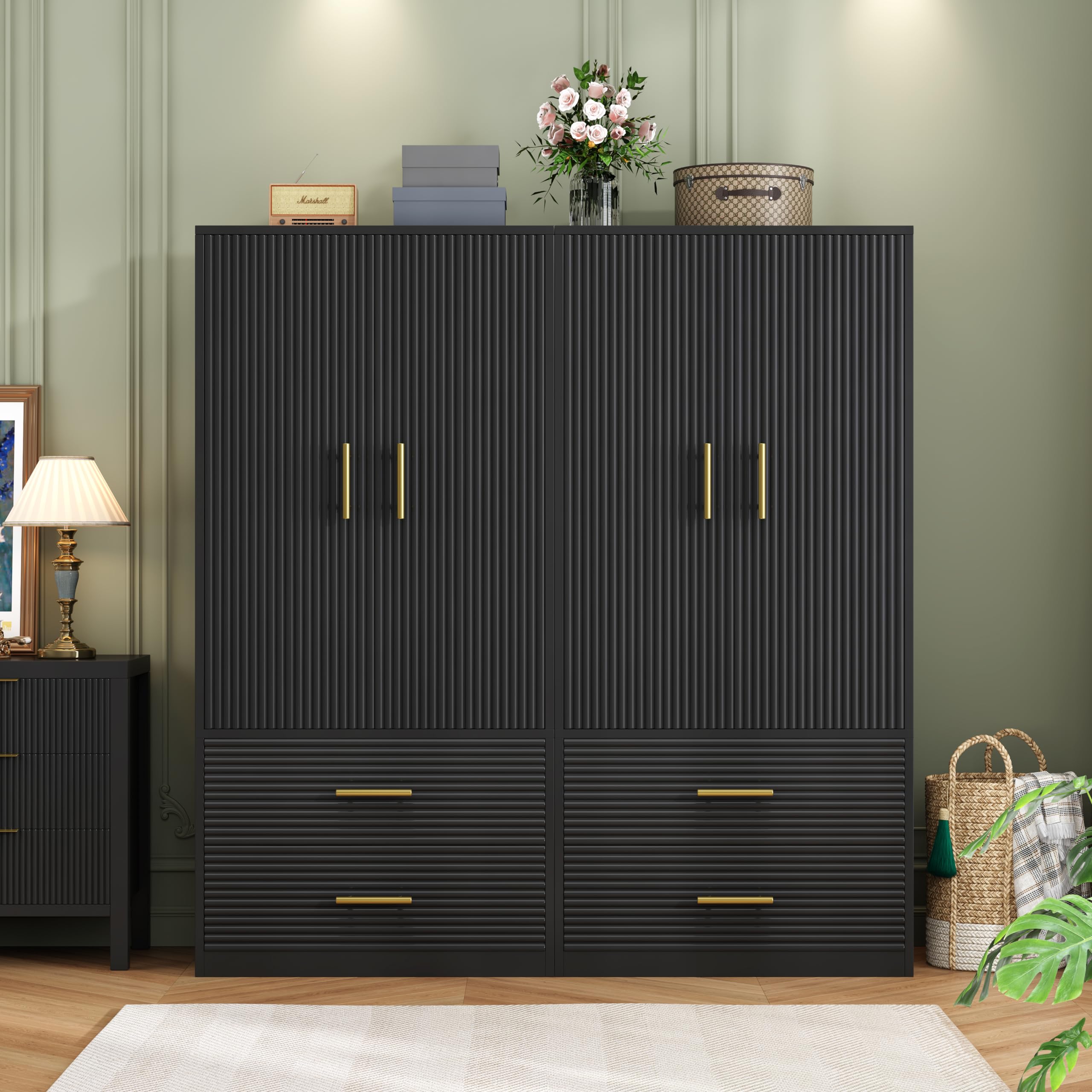 Armoire Wardrobe Closet with 2-Door, Freestanding Armoire Storage