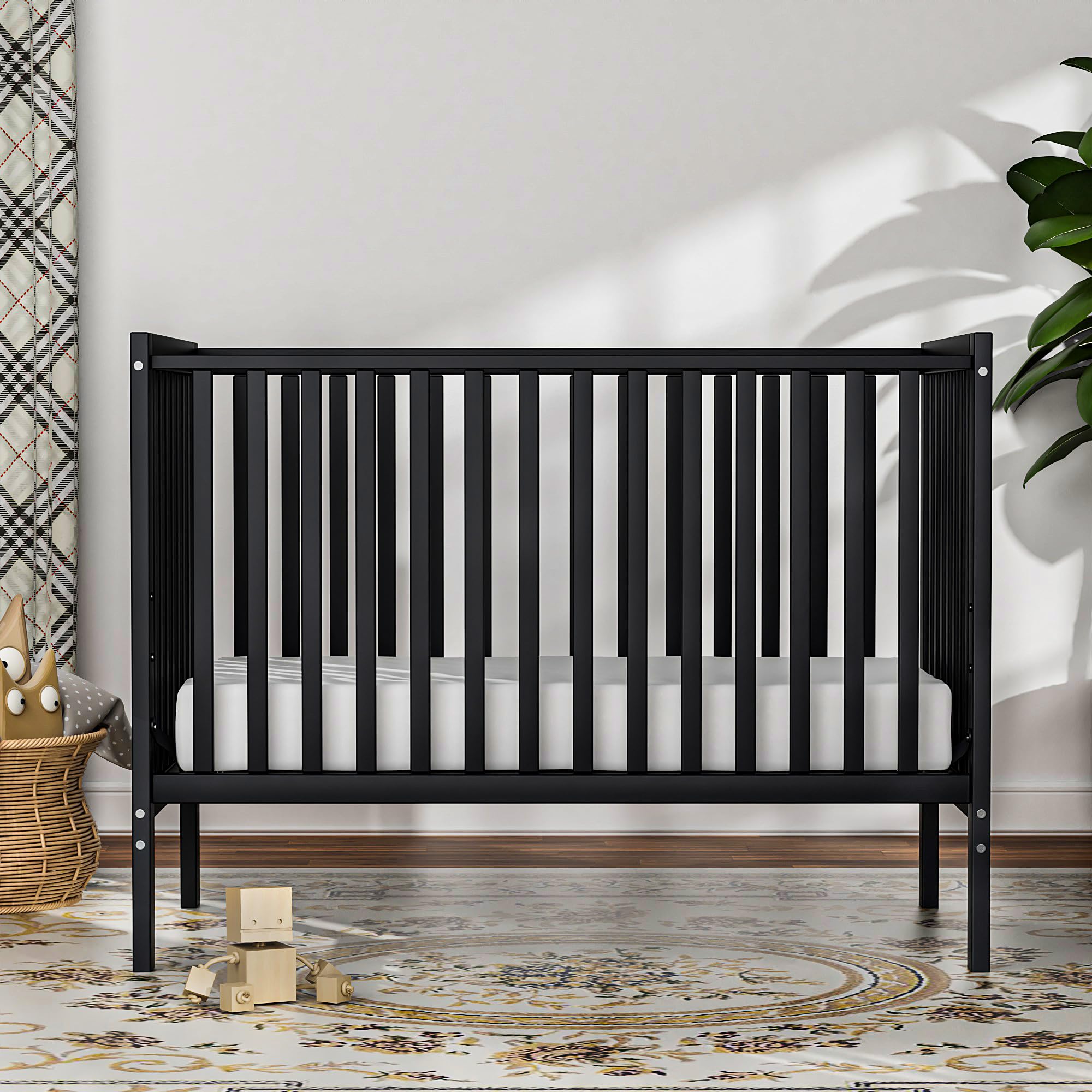 Baby Crib 5-in-1 Convertible, Wood Full Size Toddler Bed for Small Baby