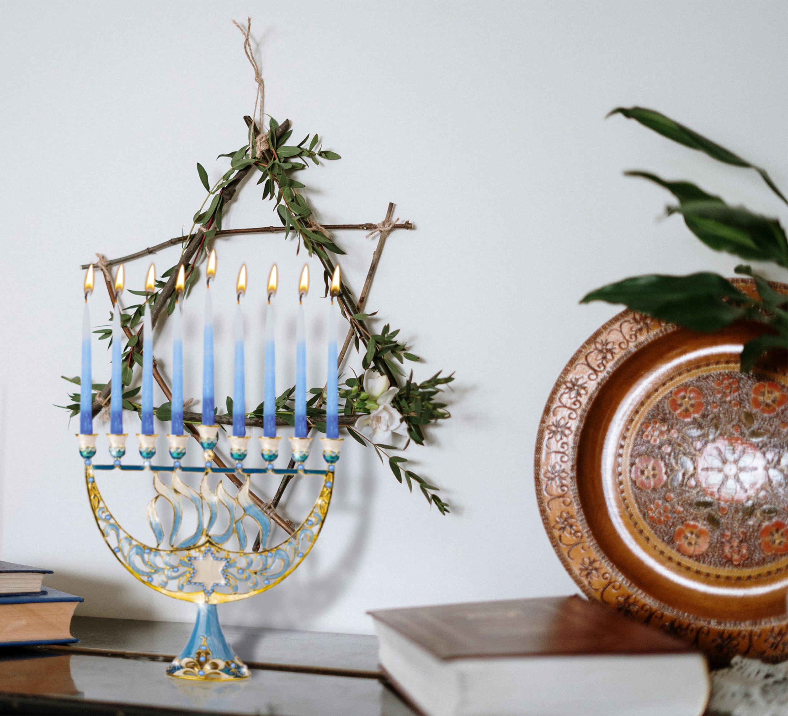 Hanukkah Menorah - Fits All Standard Candles - Modern Jeweled Candle Menorah