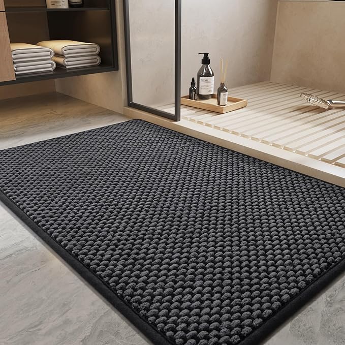 Bath Mat-Super Absorbent Chenille Bathroom Mats-Rubber Backed Bath Mats