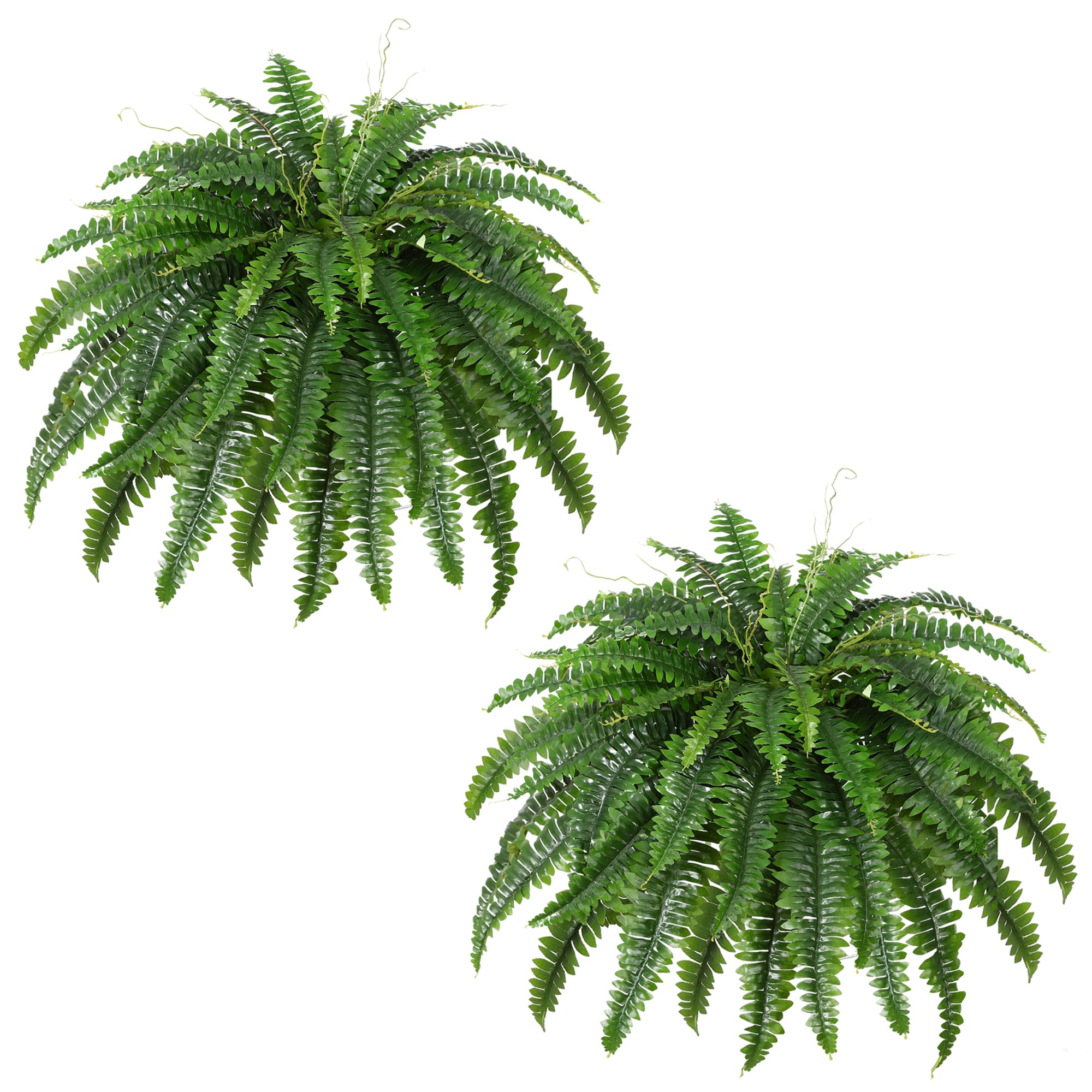 Artificial Boston Fern Bush- Set of 2 Large Artificial Ferns for Outdoors, 45Inch Large Faux