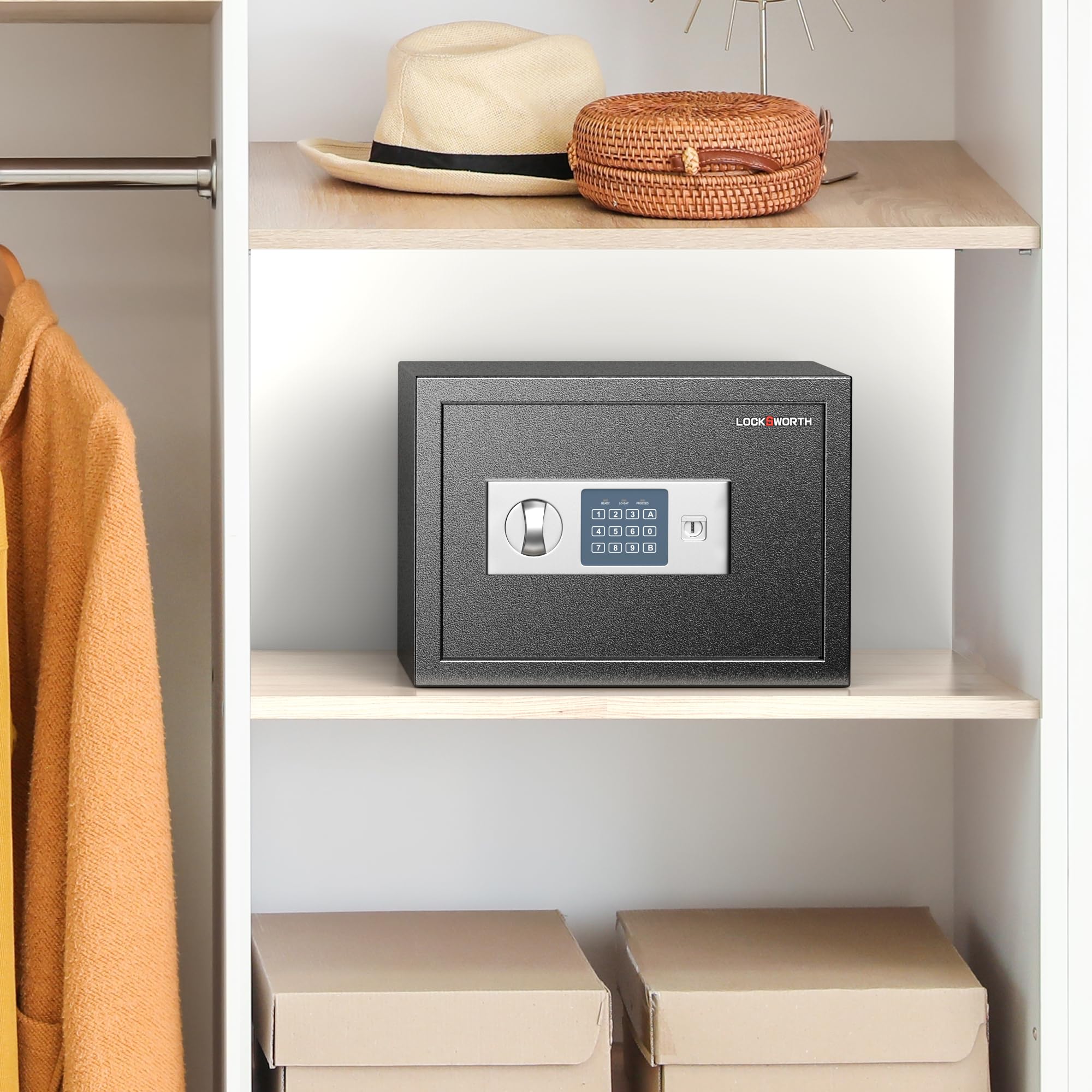 Locksworth Safe for Home, 0.6 Cubic Feet Safety Box, Lock Box for Money, Jewelry