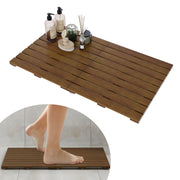 Foldable Teak Wood Bath Mat, 31.5" x 18.1" Shower Mat with Non-Slip