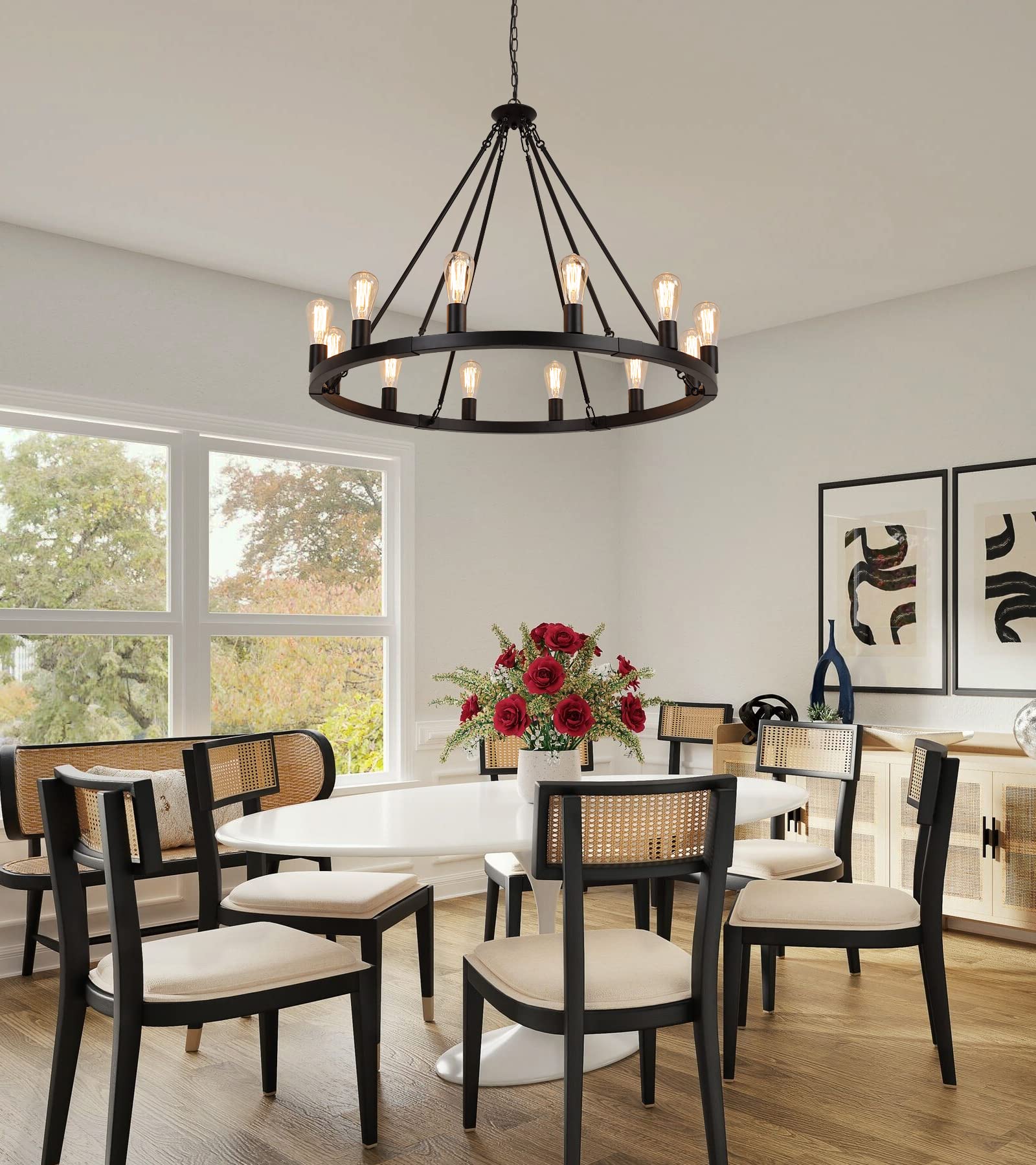 Large Farmhouse Wagon Wheel Chandelier