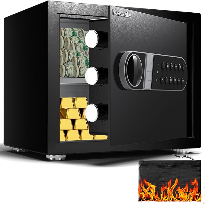 Home Safe Box with Key & Fireproof Waterproof Bag