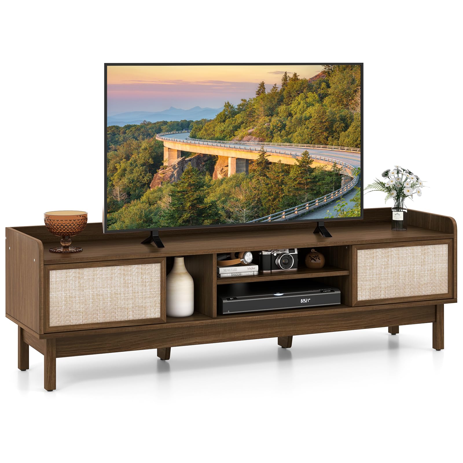 Entertainment Center with Woven Doors