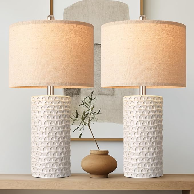 Modern Ceramic Table Lamp Set of 2, Table Lamps for Living Room
