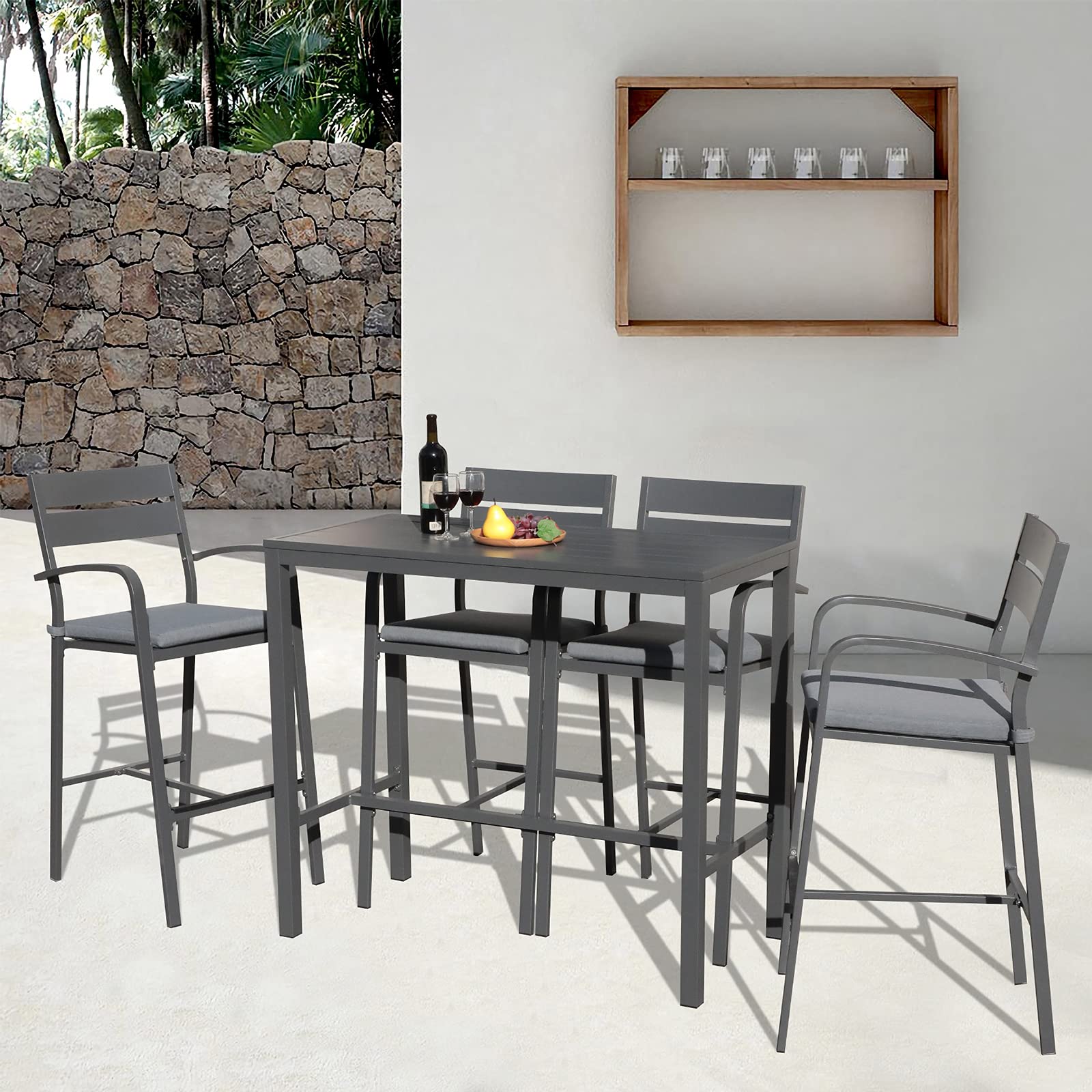 Bar Table High Top Table with All-Aluminum Frame Rectangular Pub Table