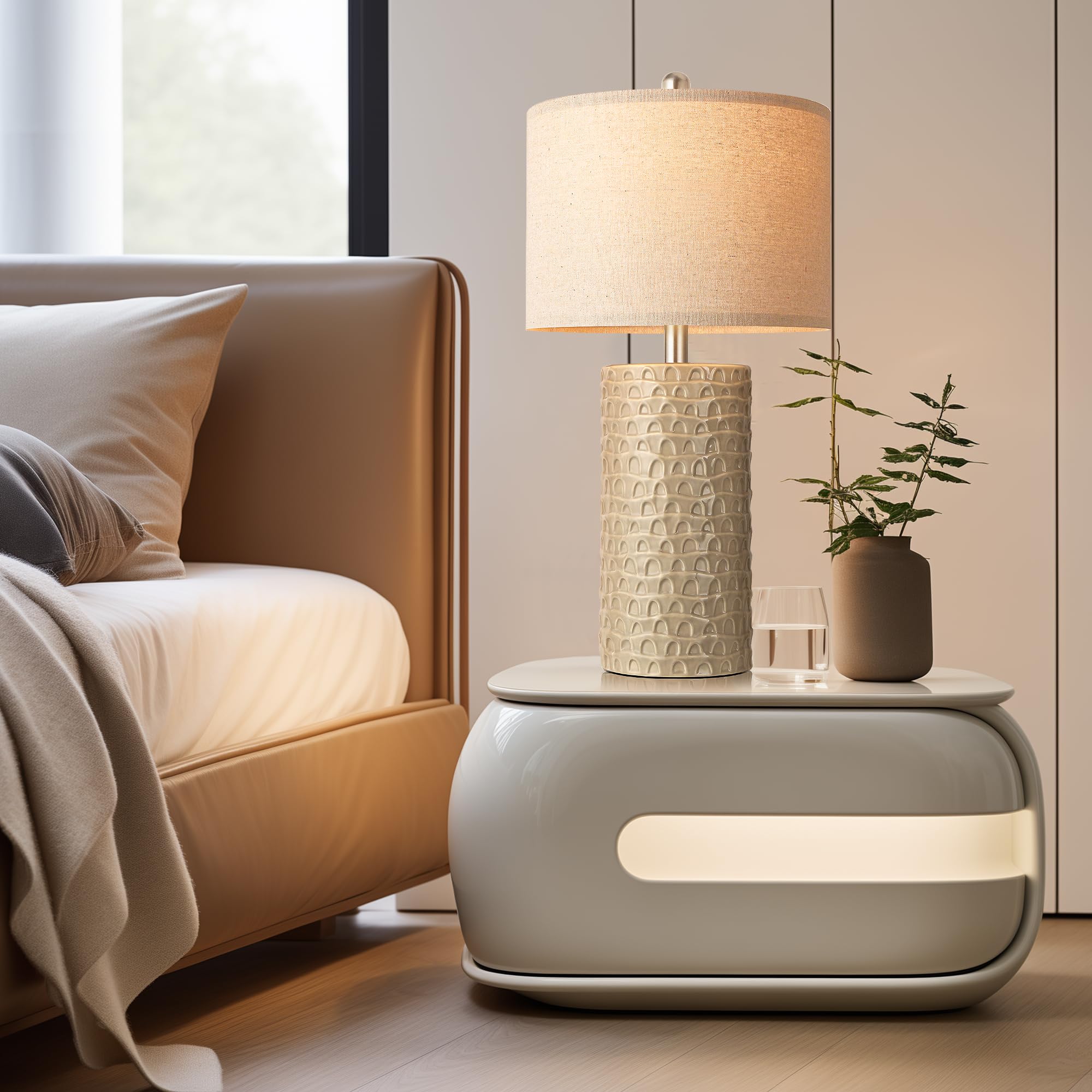 Modern Ceramic Table Lamp Set of 2, Table Lamps for Living Room