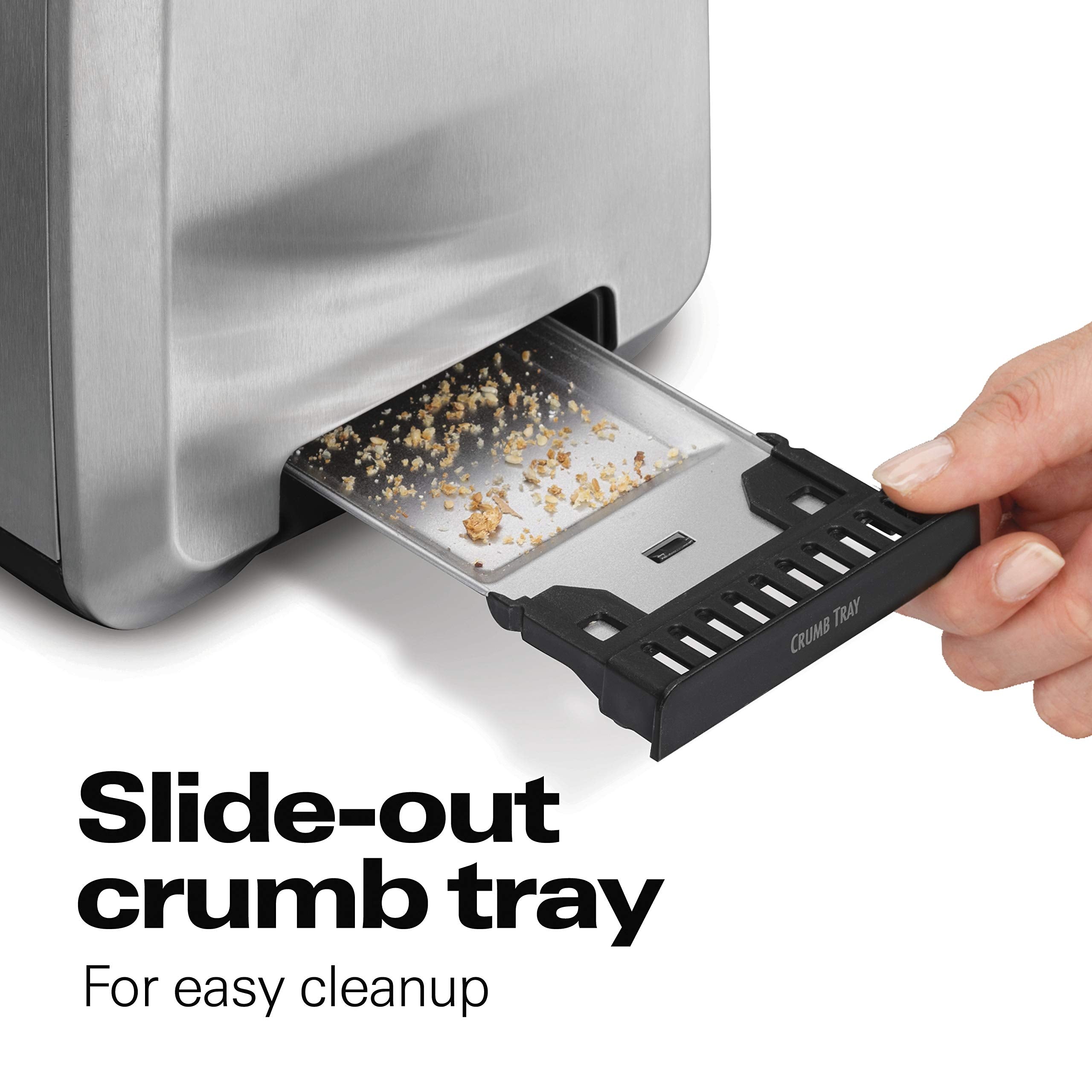 Hamilton Beach 2 Slice Toaster with Extra-Wide Slots, Bagel Setting, Toast Boost, Slide-Out Crumb Tray, Auto-Shutoff & Cancel Button, Digital with Defrost Function, Stainless Steel (22796)