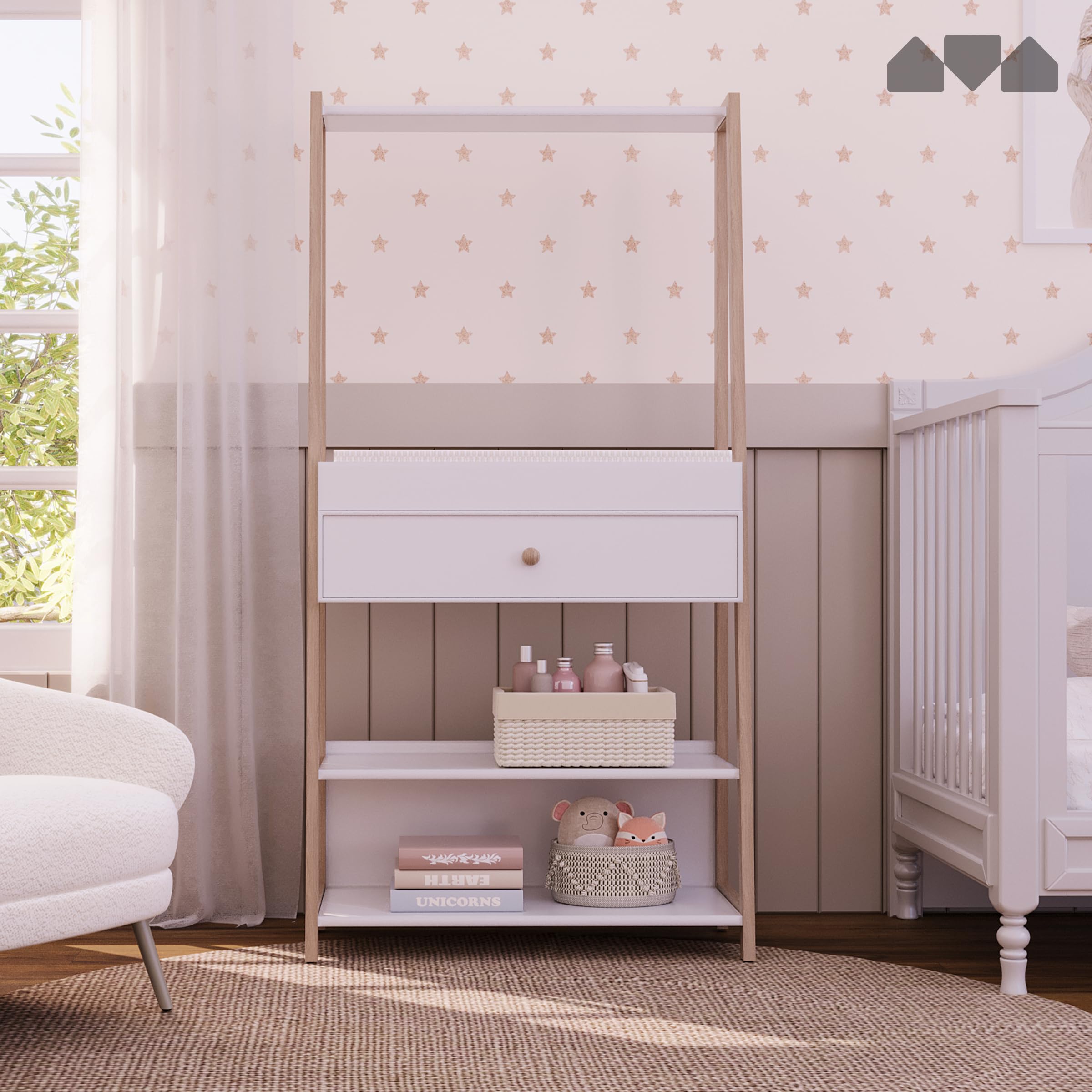 Modern Nursery Dresser Changing Table & Baby Changing Table with Storage