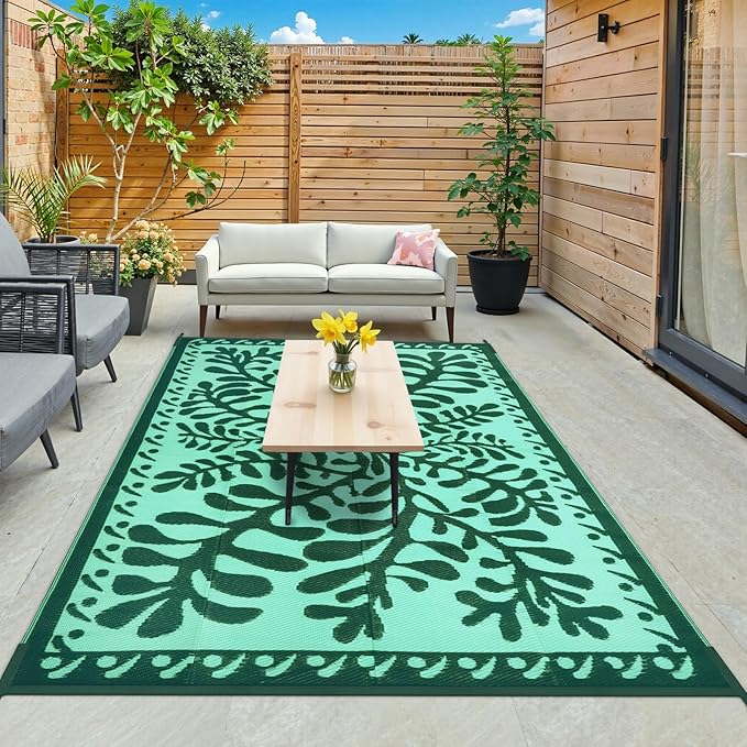 8x10 Outdoor Rug for Patios Clearance, Waterproof Camping Rug for Outside RV