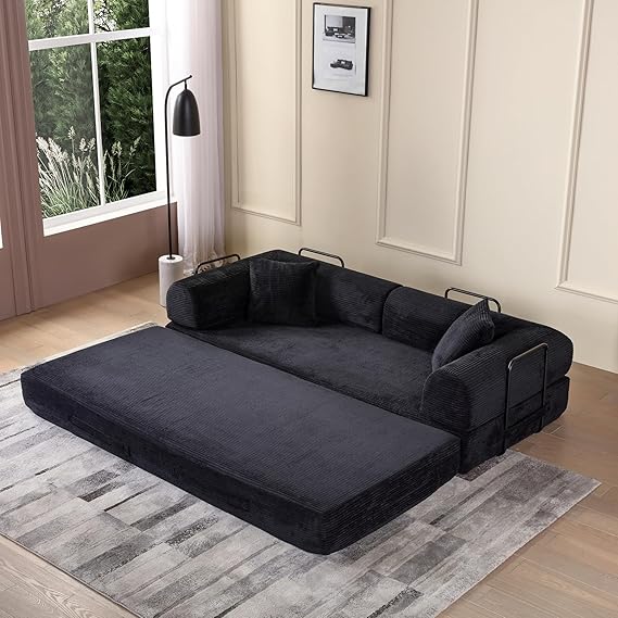 Convertible Floor Sofa Bed with Storage Pocket