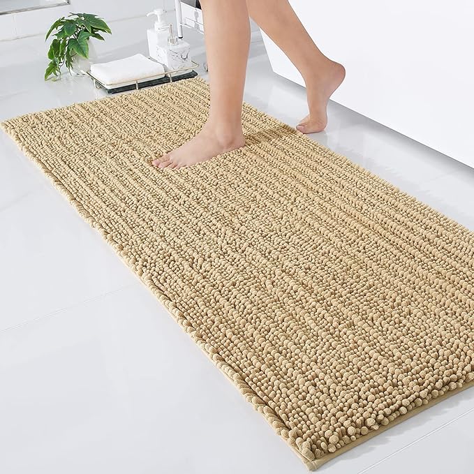 Luxury Chenille Bathroom Rug Mat, Extra Soft Thick Absorbent Shaggy Bath Rugs