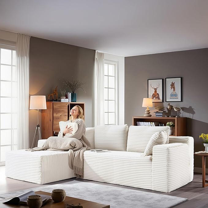 104''Sectional Cloud Couch with L Shaped Chaise