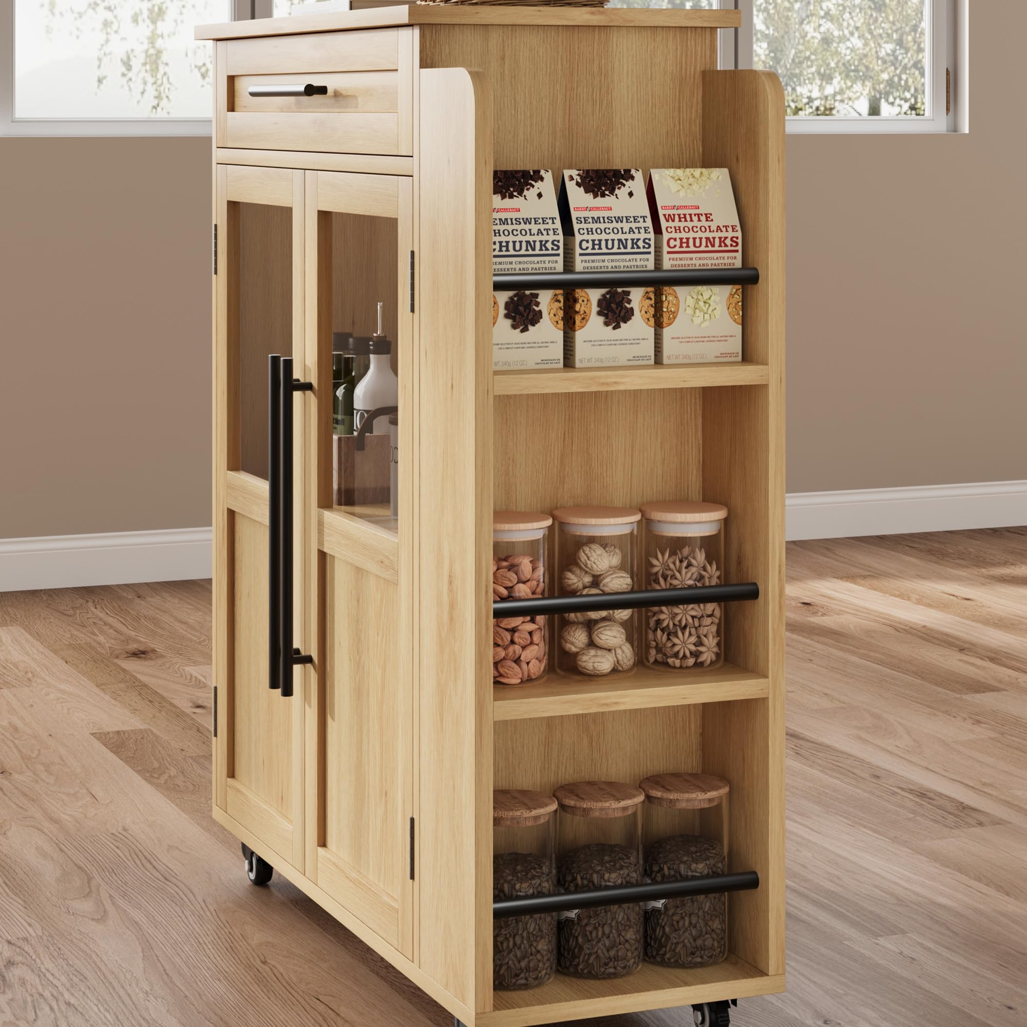24" Kitchen Island, Multi-Functional Island Table