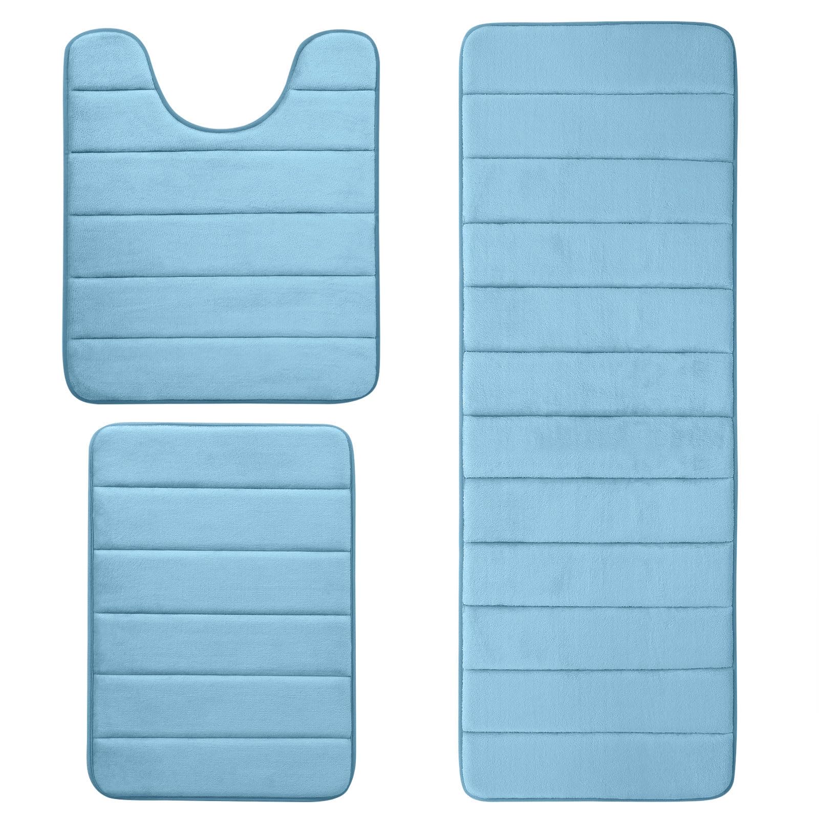 Meomry Foam Bathroom Rugs and Toilet Rugs U-Shaped 3 Pieces