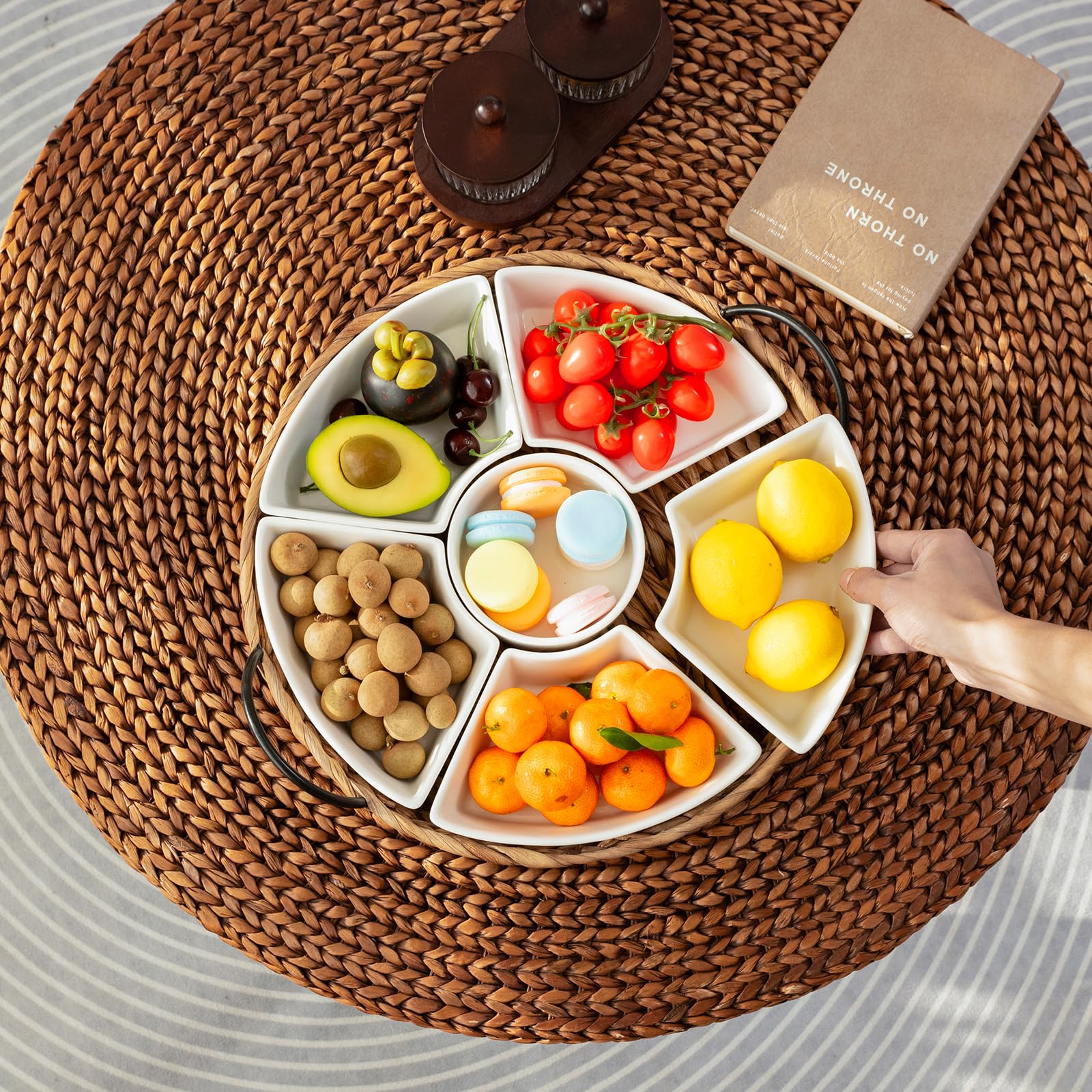 Serving Tray and Serving Dishes, RANDEFURN 7-Set Gold Platters