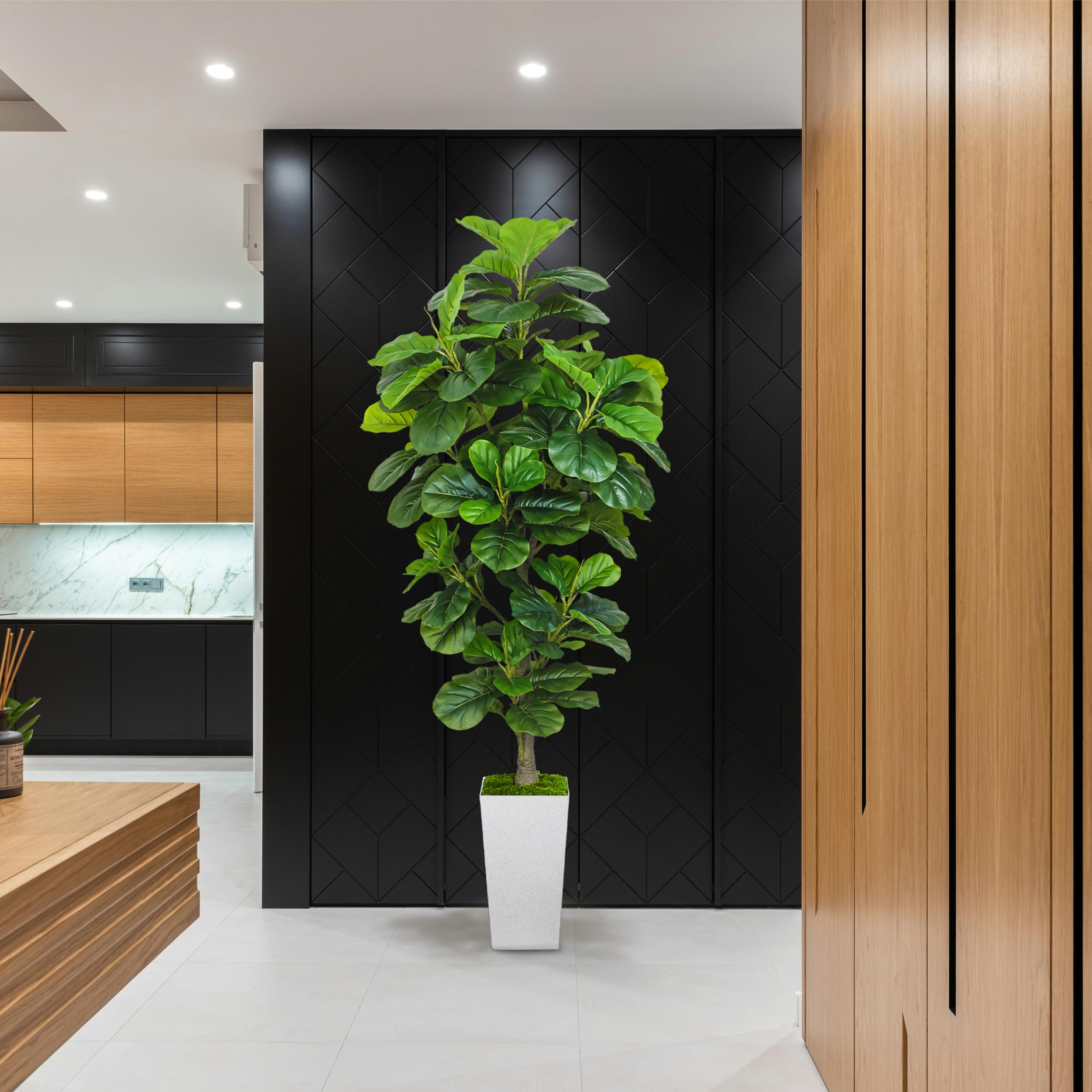 Artificial Fiddle Leaf Fig Tree 6ft, 6 Feet Large Tall Fake Plants Indoor
