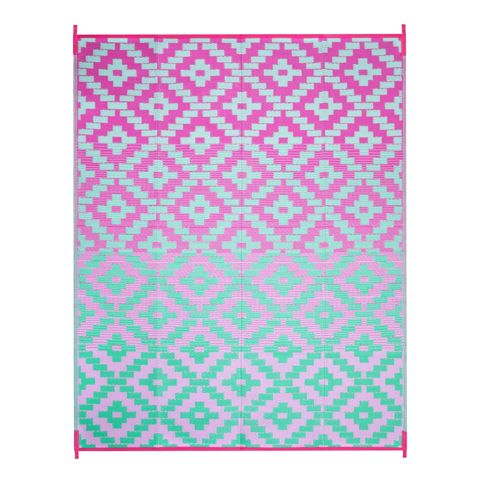 Ombre Outdoor Area Rugs 8x10 Waterproof, Reversible Plastic Straw Outside Rug