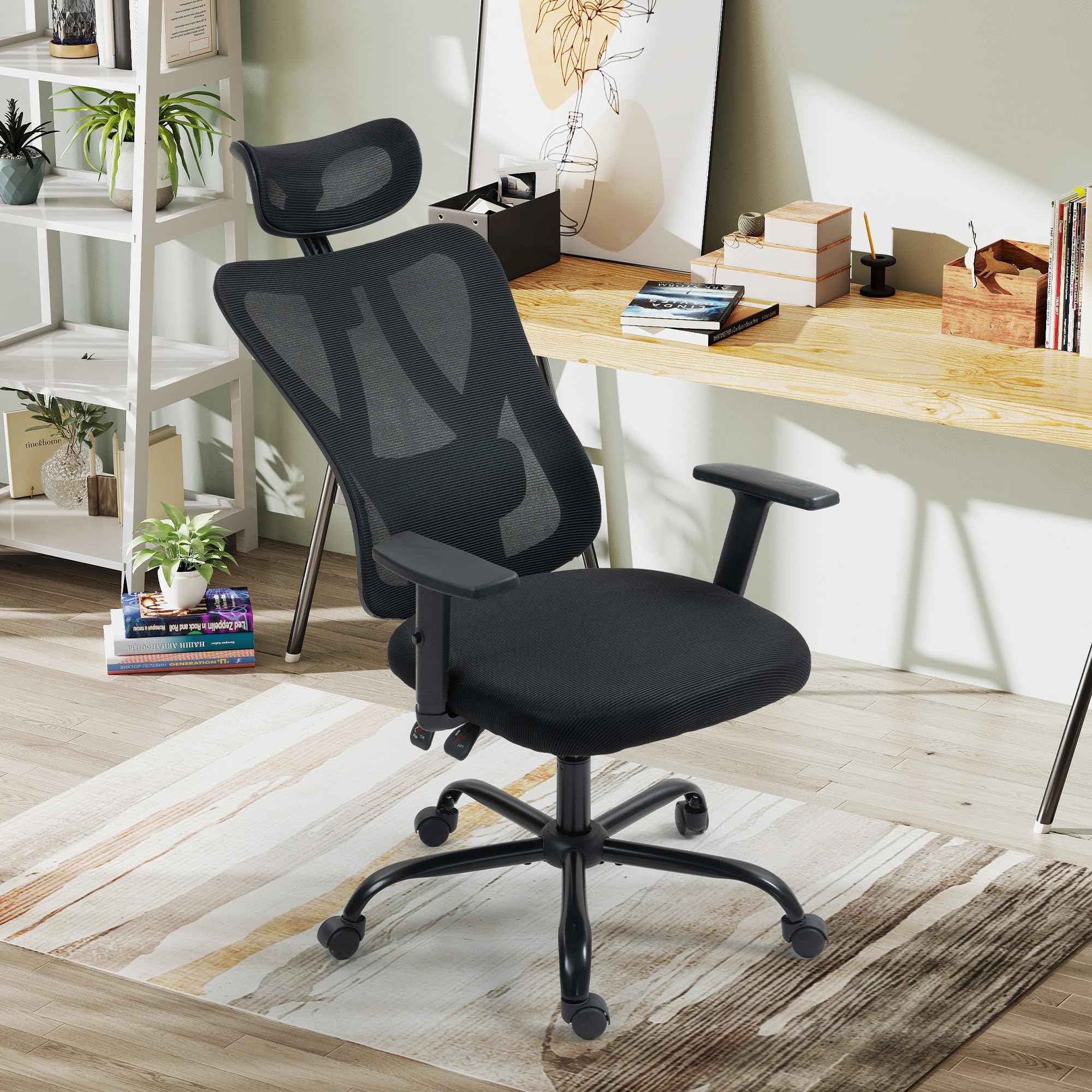 Office Chair, High Back with Adjustable Headrest & Lumbar Support