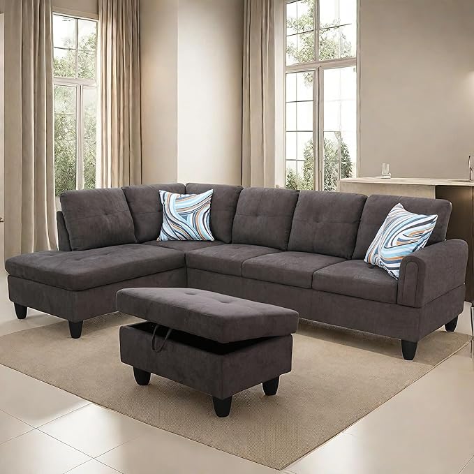 L Shaped Sectional Couches, Modern Convertible Lounge Sofa