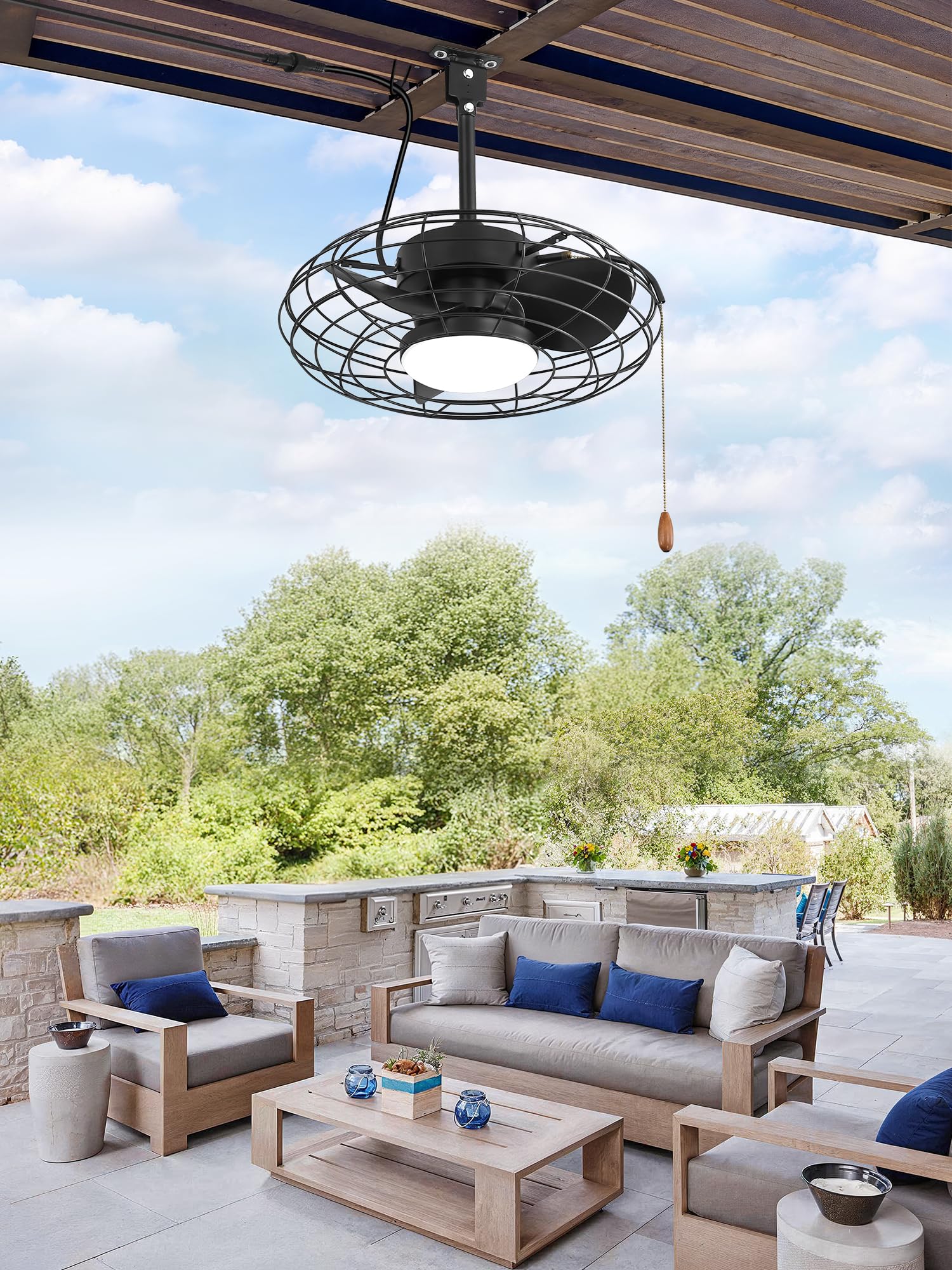 Outdoor Ceiling Fans with Light for Patios,Waterproof Gazebo Fan