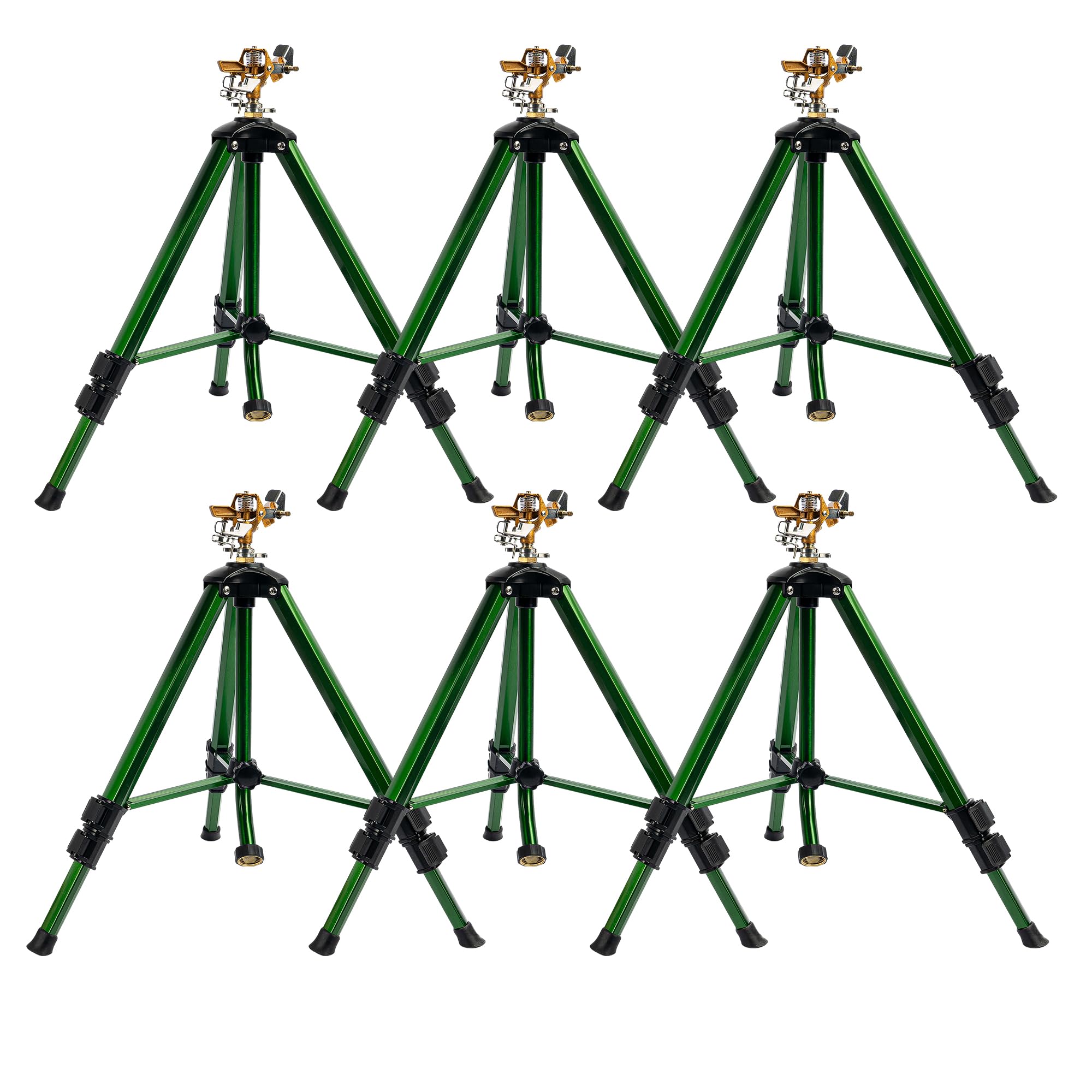 6 Pack Extra Tall Lawn Sprinklers, Heavy Duty Tripod Sprinklers with Brass Sprinkler Head