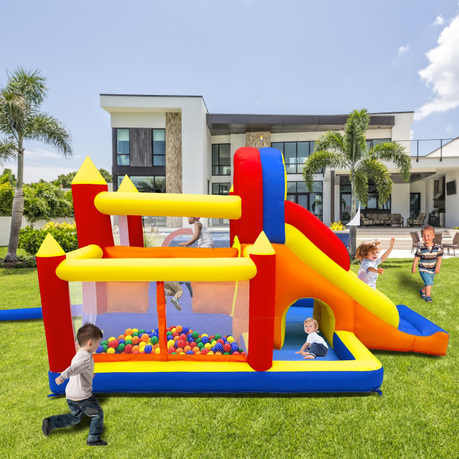 Bounce House, Inflatable Bounce House for Kids 3-10, Kids Bounce House with Long Slide