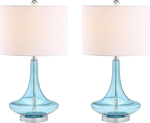Set of 2 Table Lamps Cecile 25.5" Glass Teardrop LED Table Lamp Contemporary
