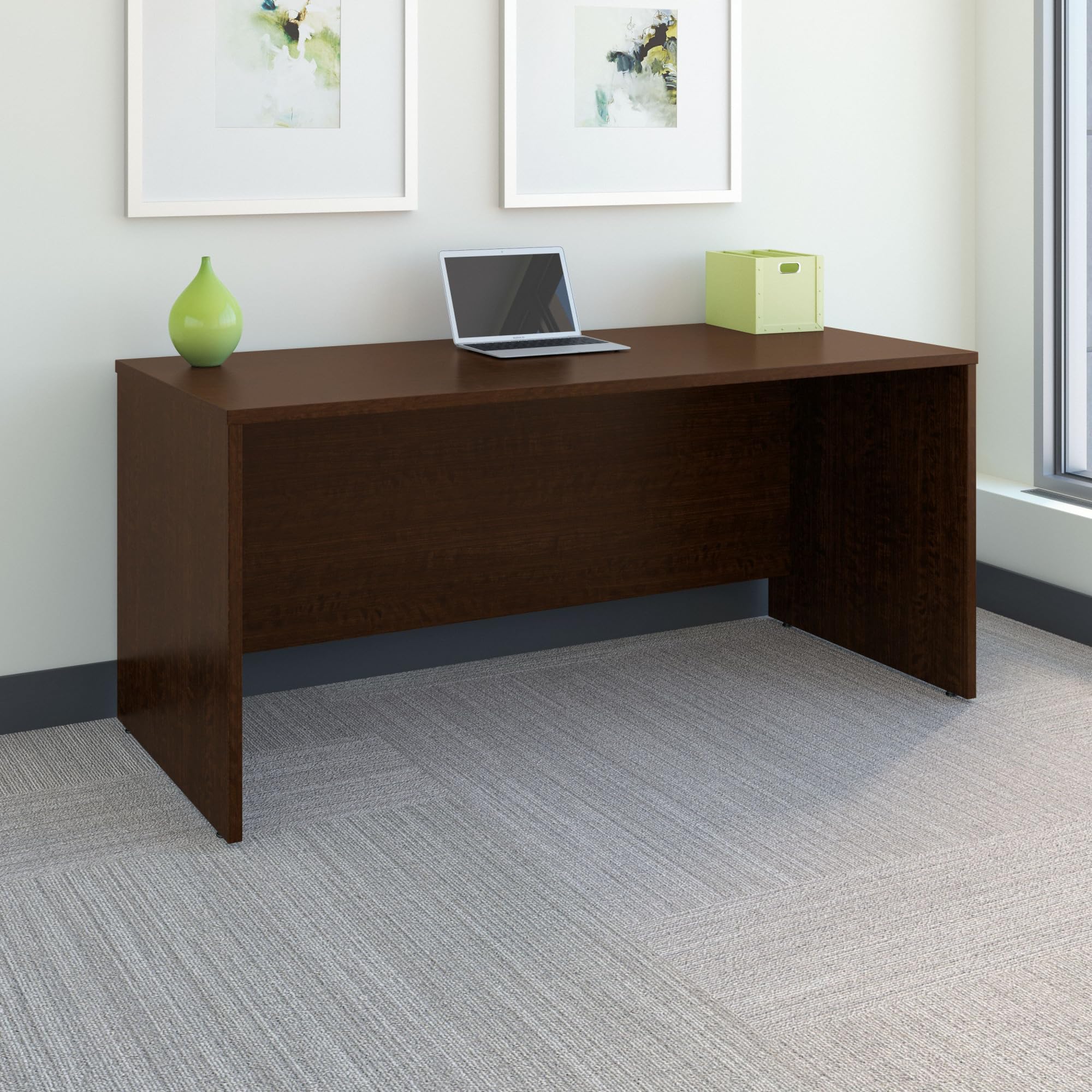 Furniture Series C 66W Office Desk in Mocha Cherry, Large Computer Table
