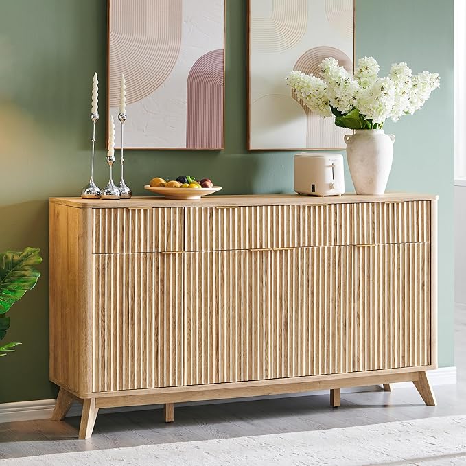 Fluted Buffet Sideboard Cabinet with Storages
