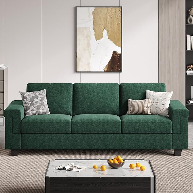 3 Seater Sofa Couch with Deep Seat, 90" Modern Upholstered Sofa with Armrests