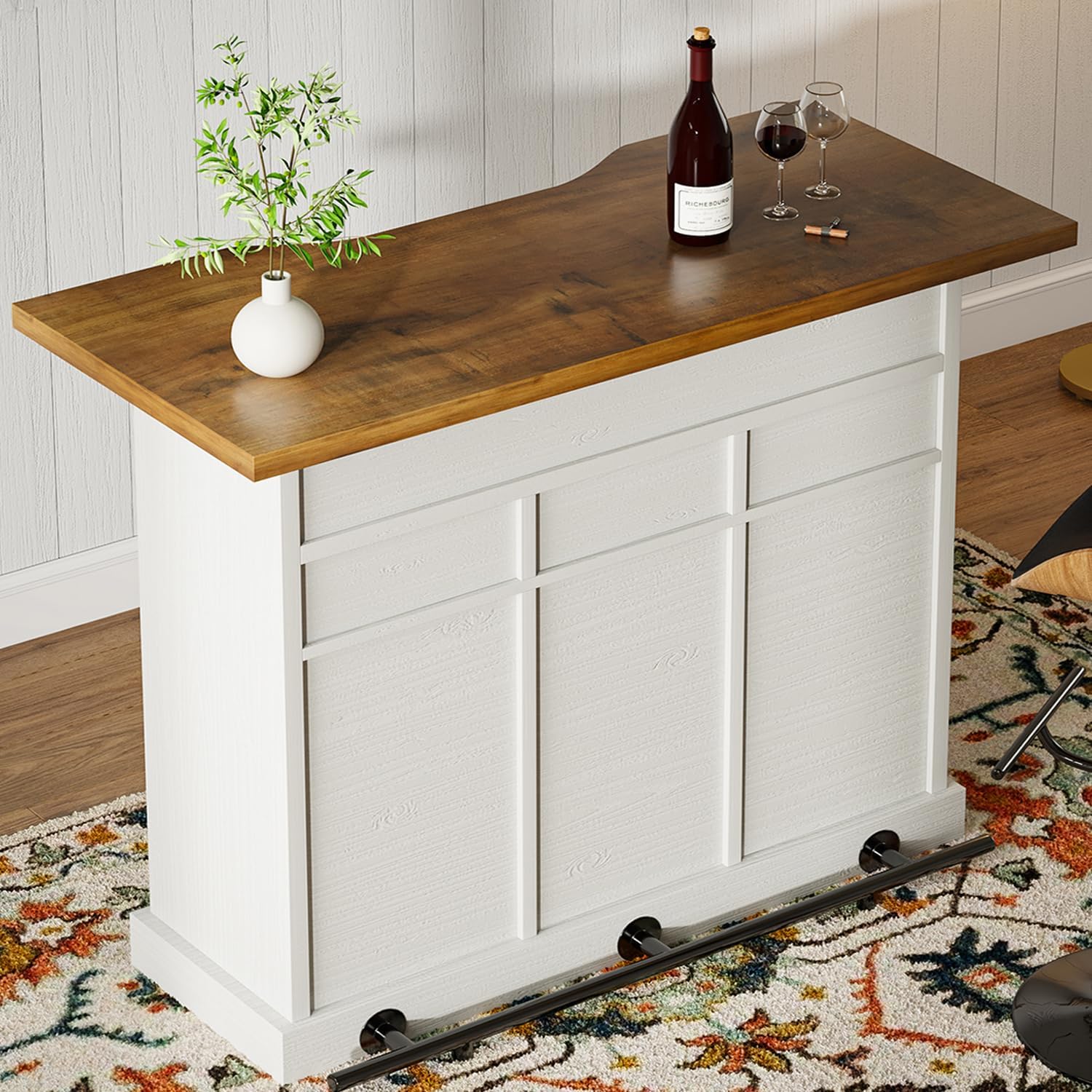 Farmhouse Home Bar Cabinet with Storage