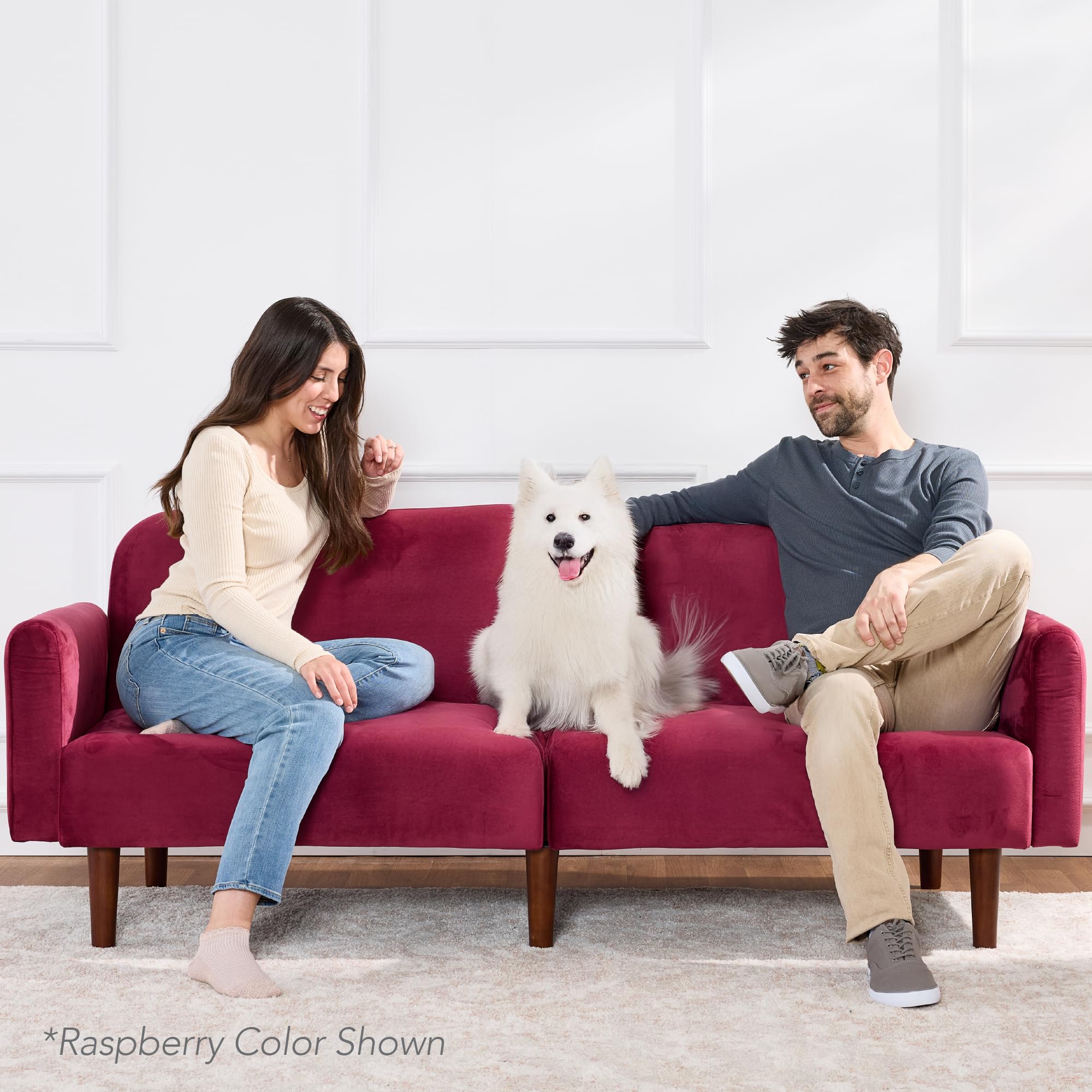 77" Mid Century Modern Velvet Loveseat Sofa, Couch, Convertible Sofa