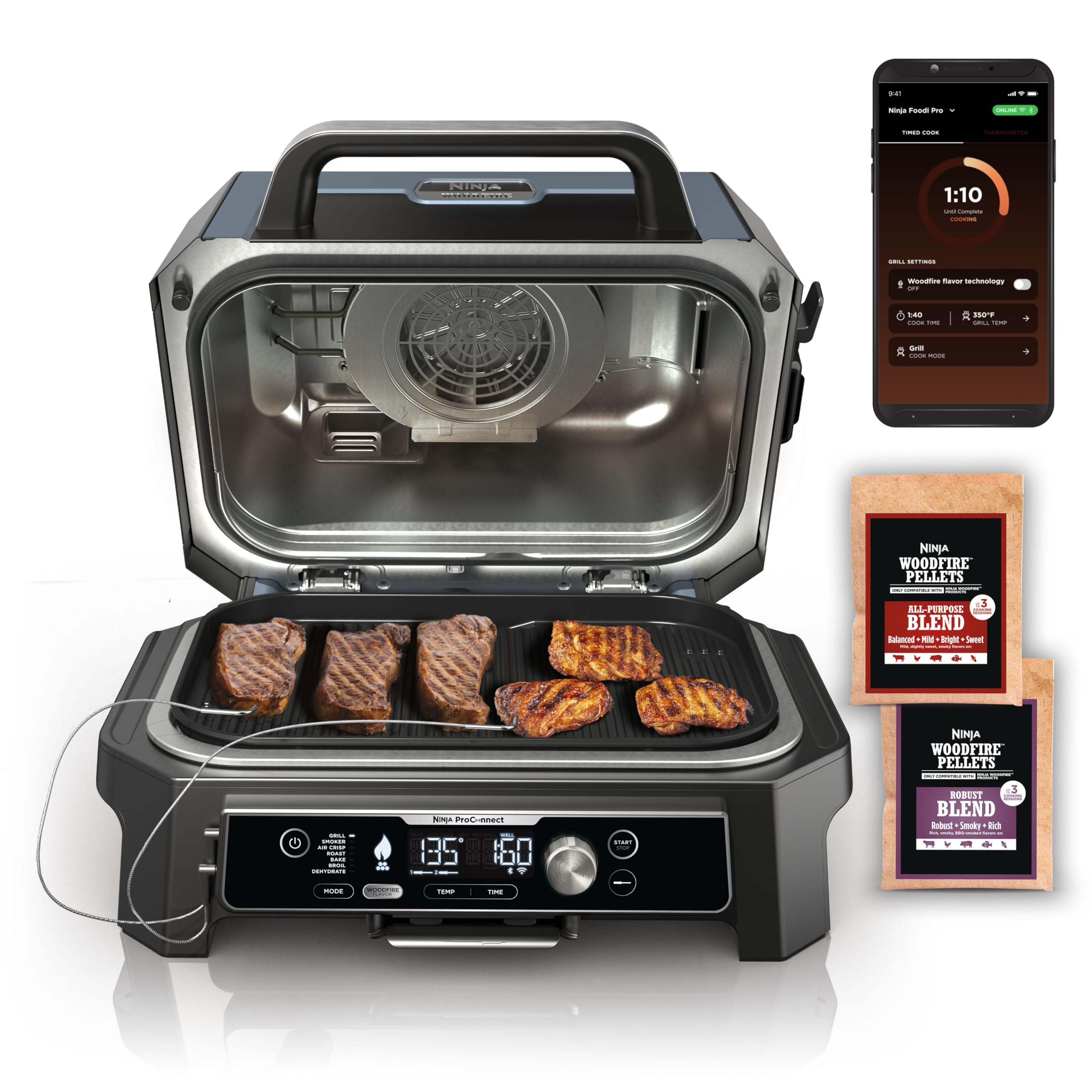 OG951 Woodfire Pro Connect Premium XL Outdoor Grill & Smoker, Bluetooth