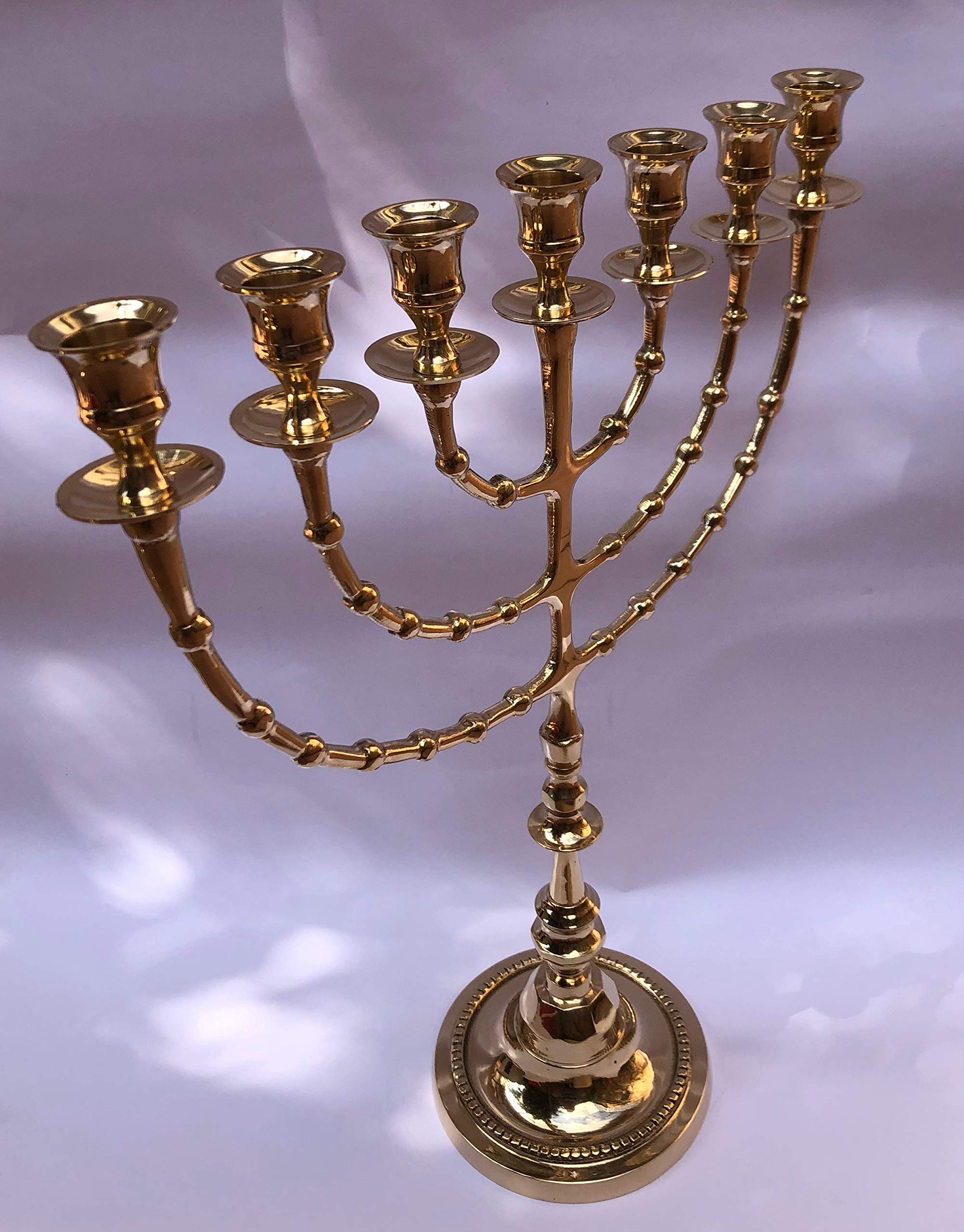 Brass 4898B, high 18",7 Branch, Menorah Candles, Menorah from Israel