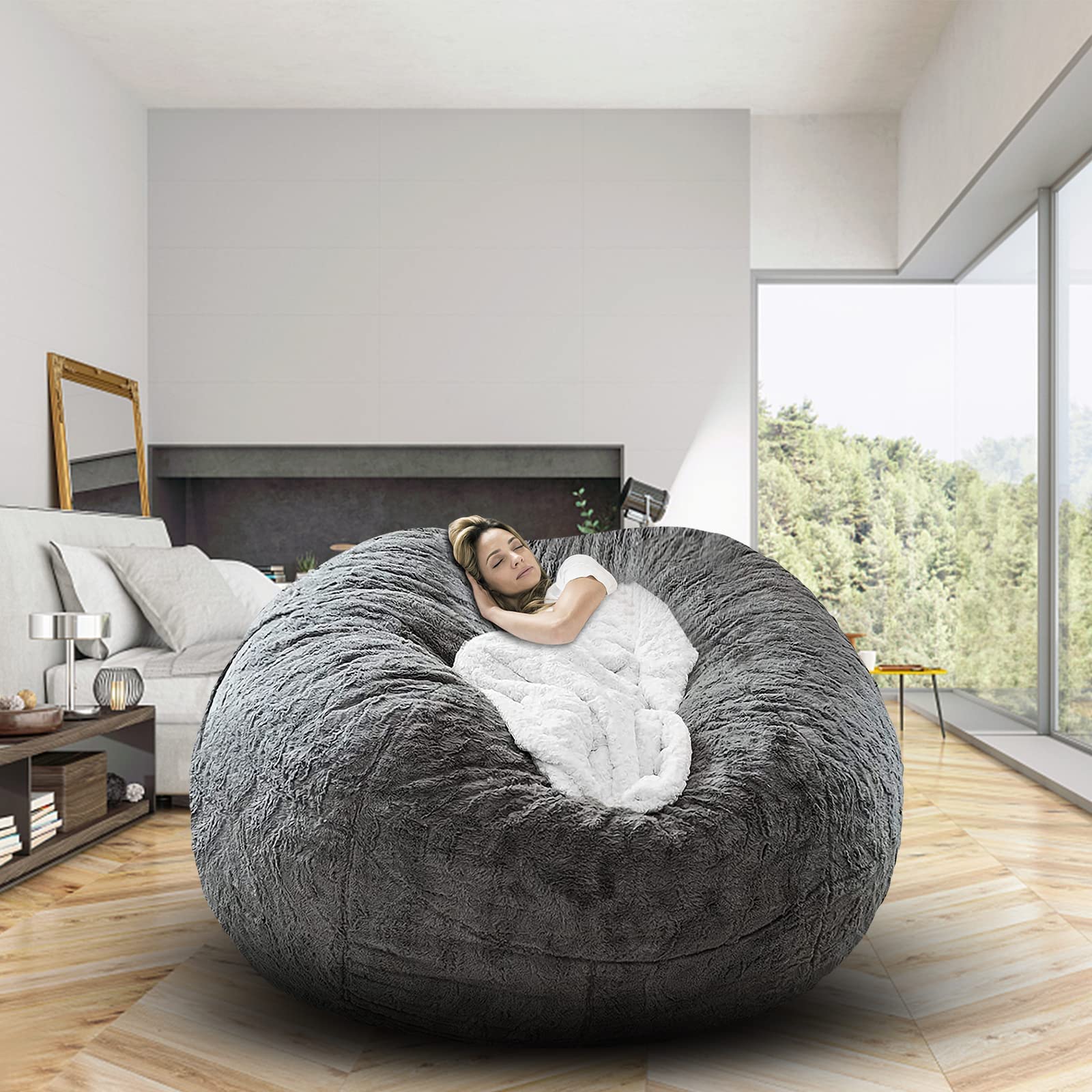 bean Bag Chair Cover(Cover ONLY, NO Filling) 7FT Light Gray