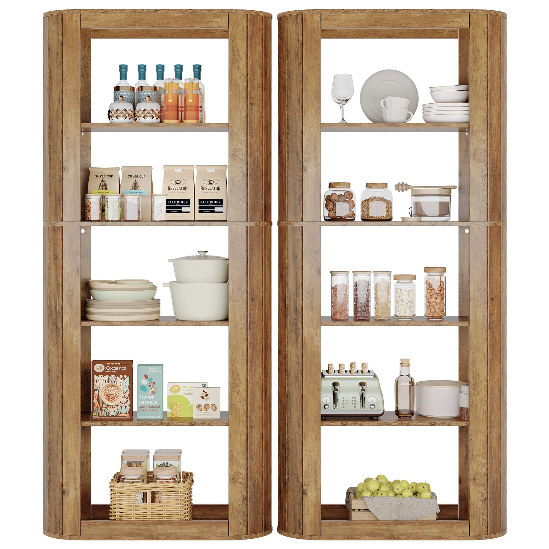 70.9" Tall Kitchen Pantry, Farmhouse Storage Cabinet with 5-Tier Storage Shelf