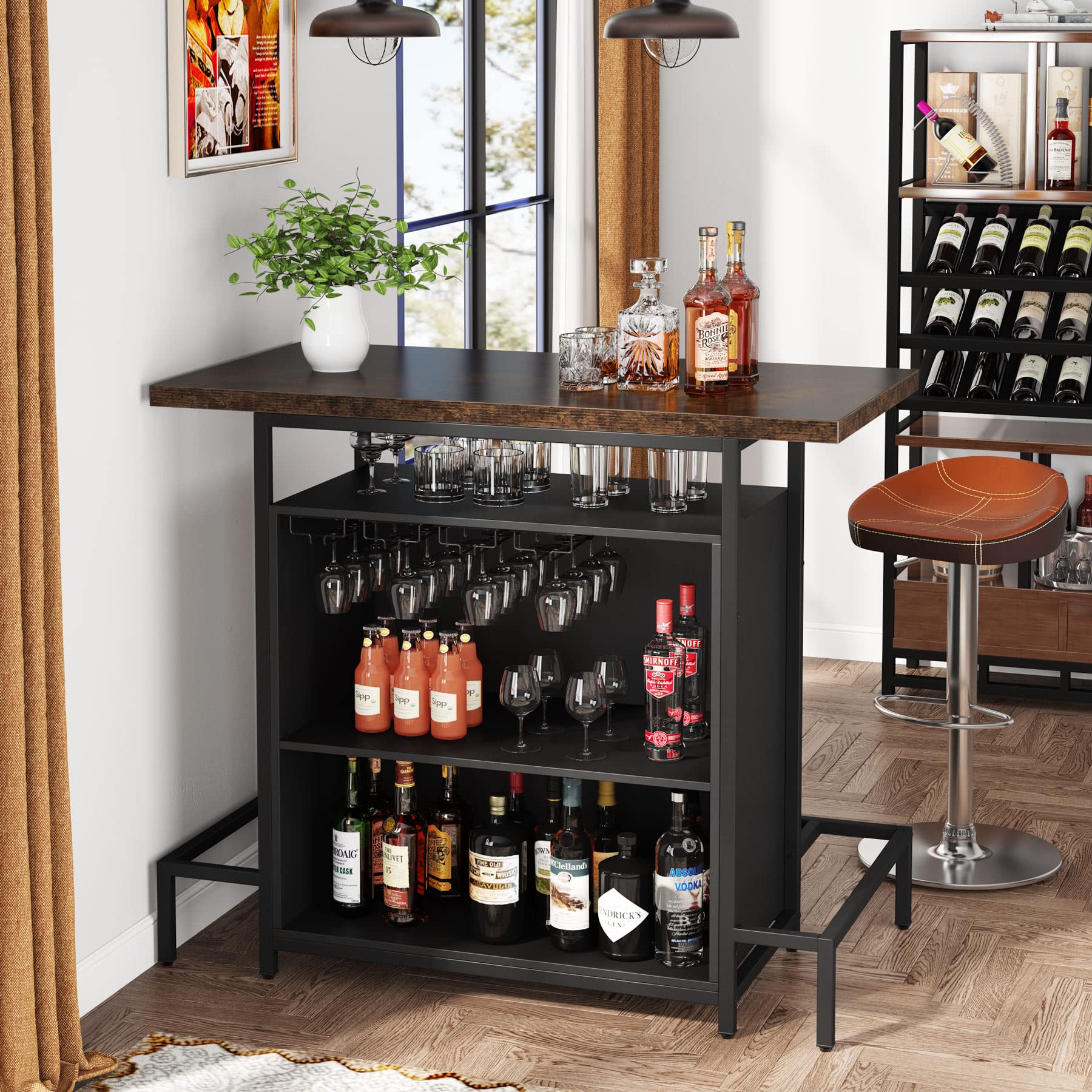 Home Bar Unit Cabinet with Footrest