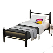 Full Size Bed Frame With Charging Station & LED Lights, Full Metal Platform Bed Frame