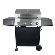 4-Burner Gas Grill, 44,000 BTU Stainless Steel Full Size Propane Grill with Cast Iron Grates