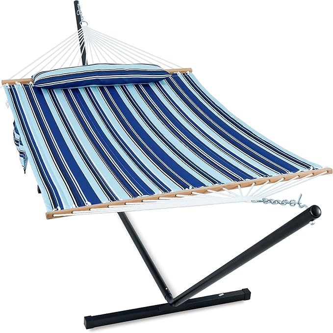 2 Person Hammock with Stand for Outside, 12ft Heavy Duty Steel Stand