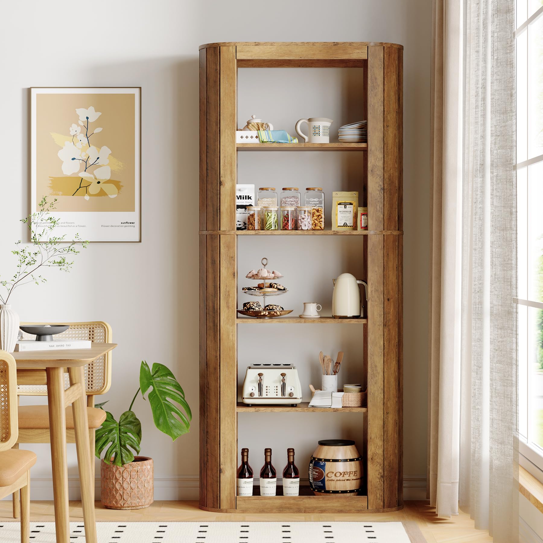 70.9" Tall Kitchen Pantry, Farmhouse Storage Cabinet with 5-Tier Storage Shelf